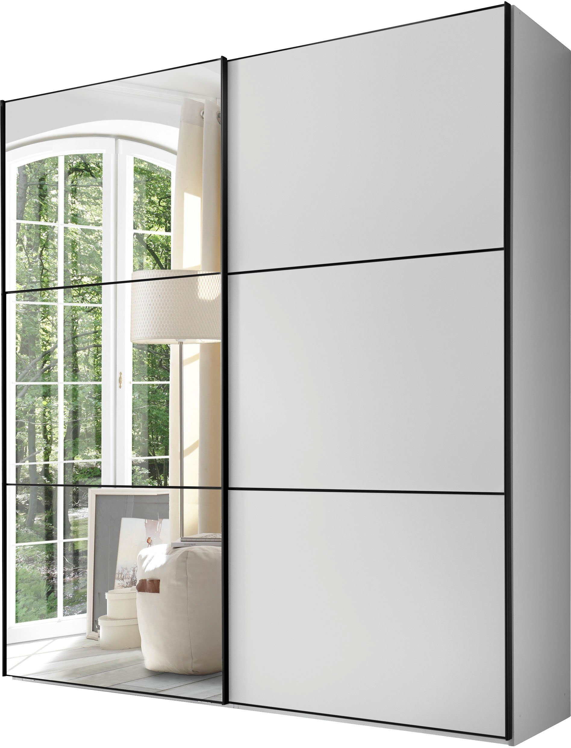 STAUD Schwebetürenschrank Includo, Made in Germany Mit Spiegeltüre und vier verschiedenen Ausstattungsvarianten