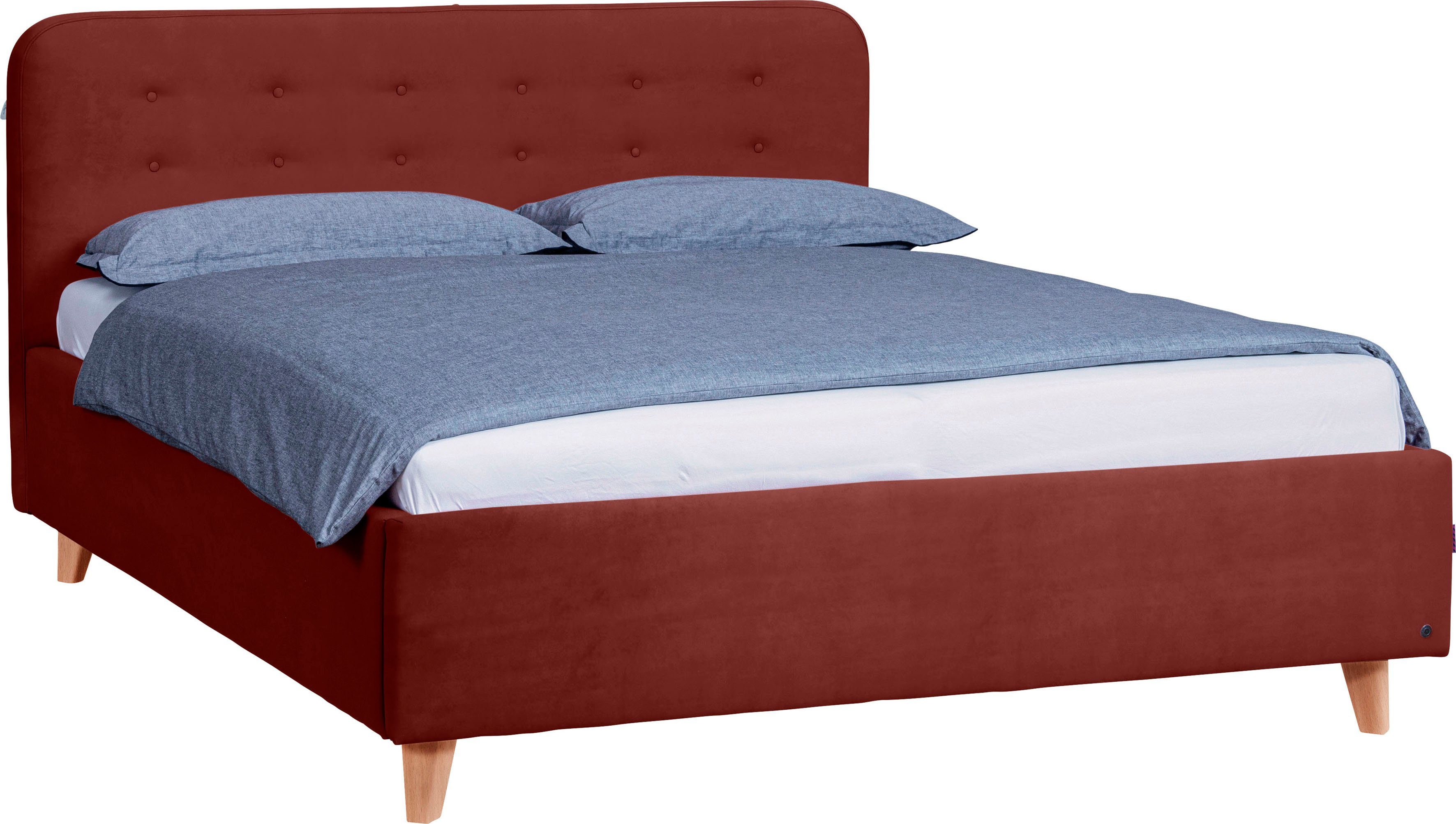 TOM TAILOR HOME Polsterbett NORDIC BED, mit Knopfheftung im Kopfteil, Füße Buche natur