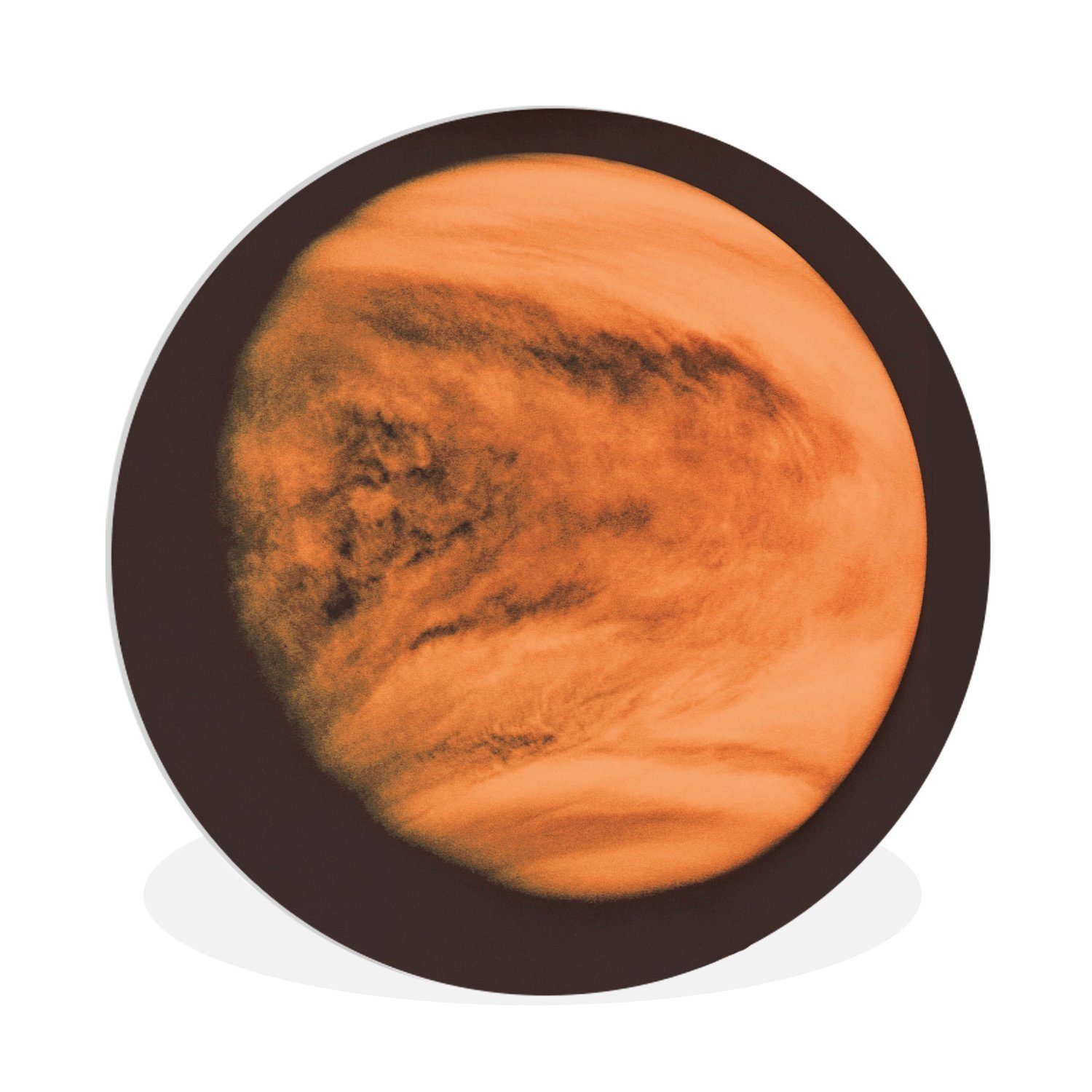 MuchoWow Gemälde Der Planet Venus vor einem dunklen Hintergrund, (1 St), Kreis Wanddekoration Forex, Rundes Wandbild, Wohnzimmer, 30x30 cm