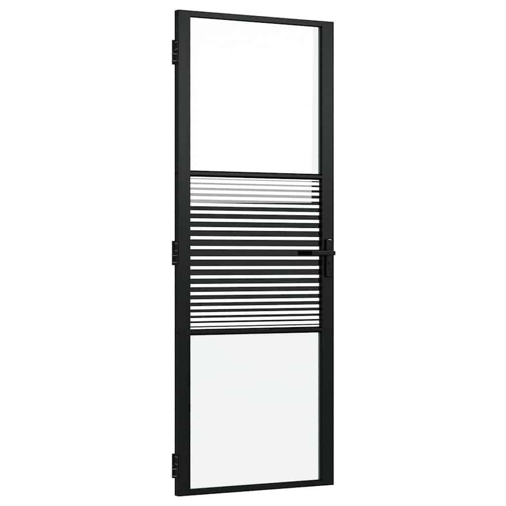 vidaXL Haustür Glastür 76 x 3,5 x 201,5 cm Aluminium Schwarz (1-St)