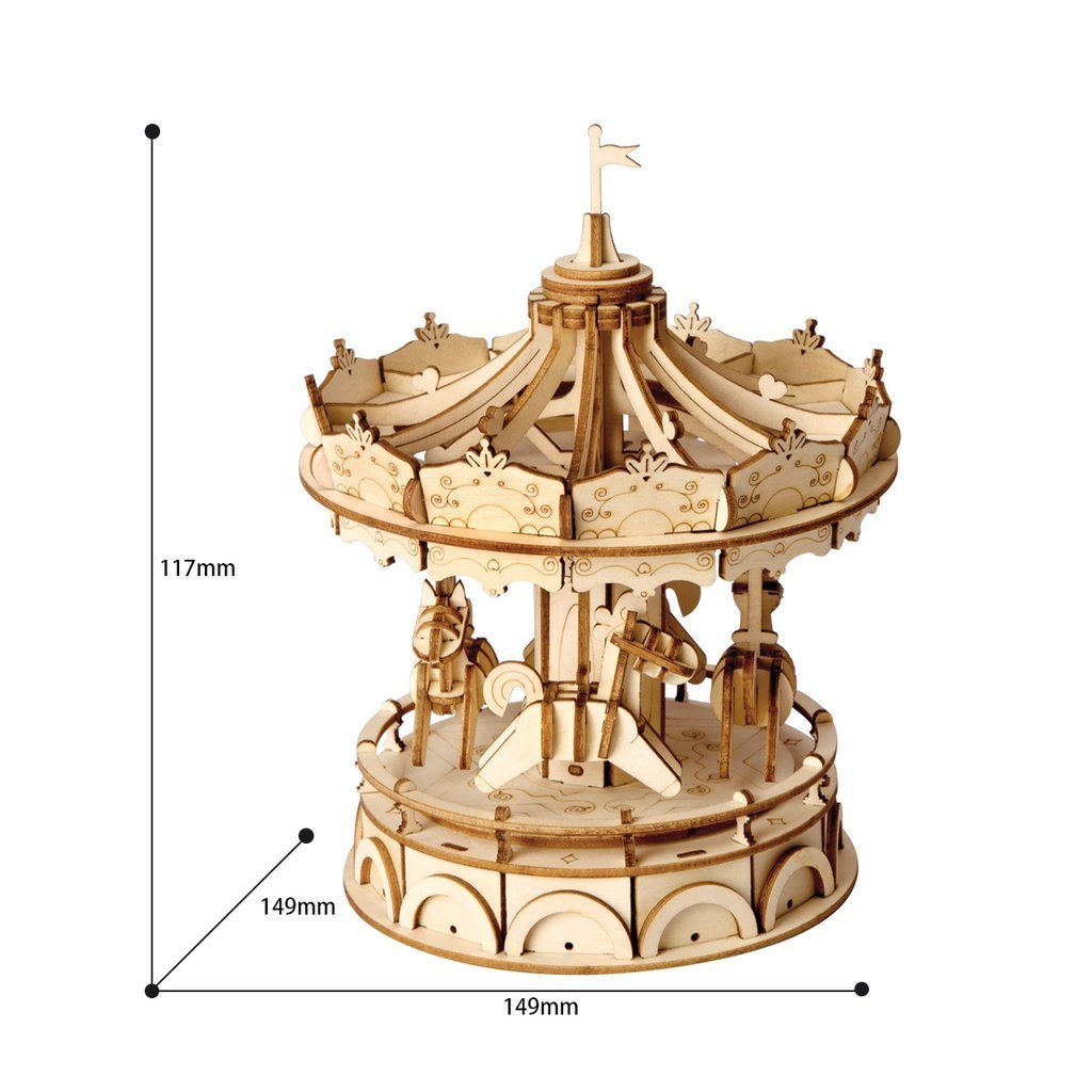 Robotime 3D-Puzzle Robotime Karussell aus Holz als Puzzle 3D Puzzle, 178 Puzzleteile