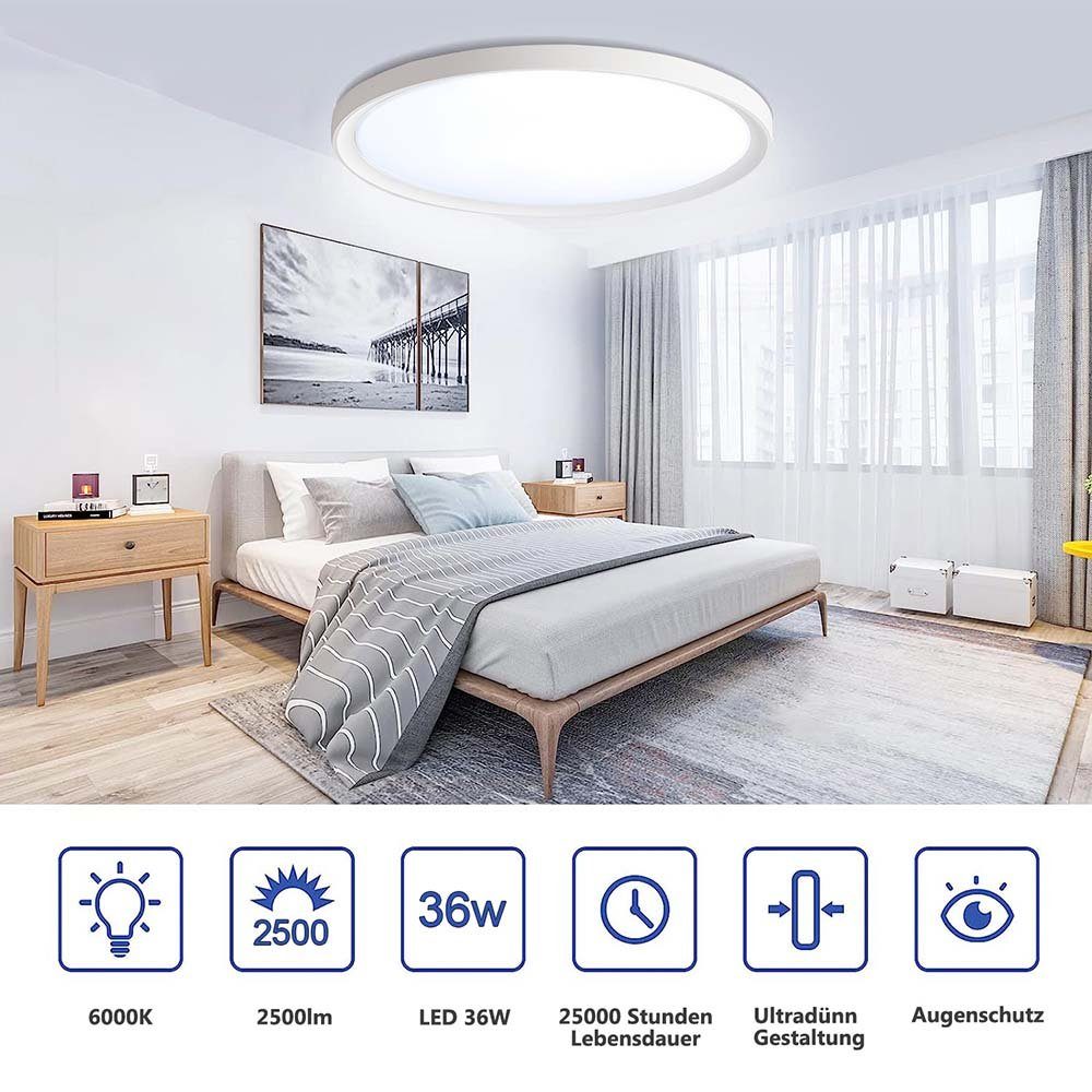 MUPOO LED Deckenleuchte LED Deckenlampen 6000K Kalteweiß 36W Ø38cm,Flur Die günstig online kaufen