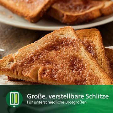 Philips Toaster HD2516/90 Daily Collection, 2 kurze Schlitze, 830 W, integrierter Brötchenaufsatz und 8 Bräunungsstufen, edelstahl/schwarz