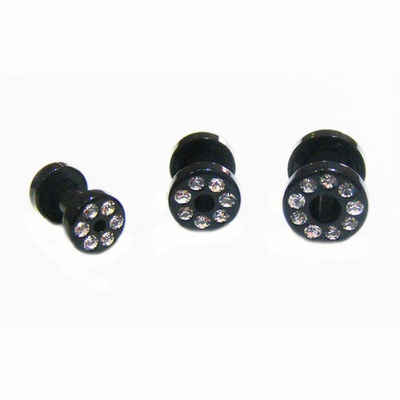 Vivance Plug-Set Flesh Tunnel Set "Black", mit Zirkonia