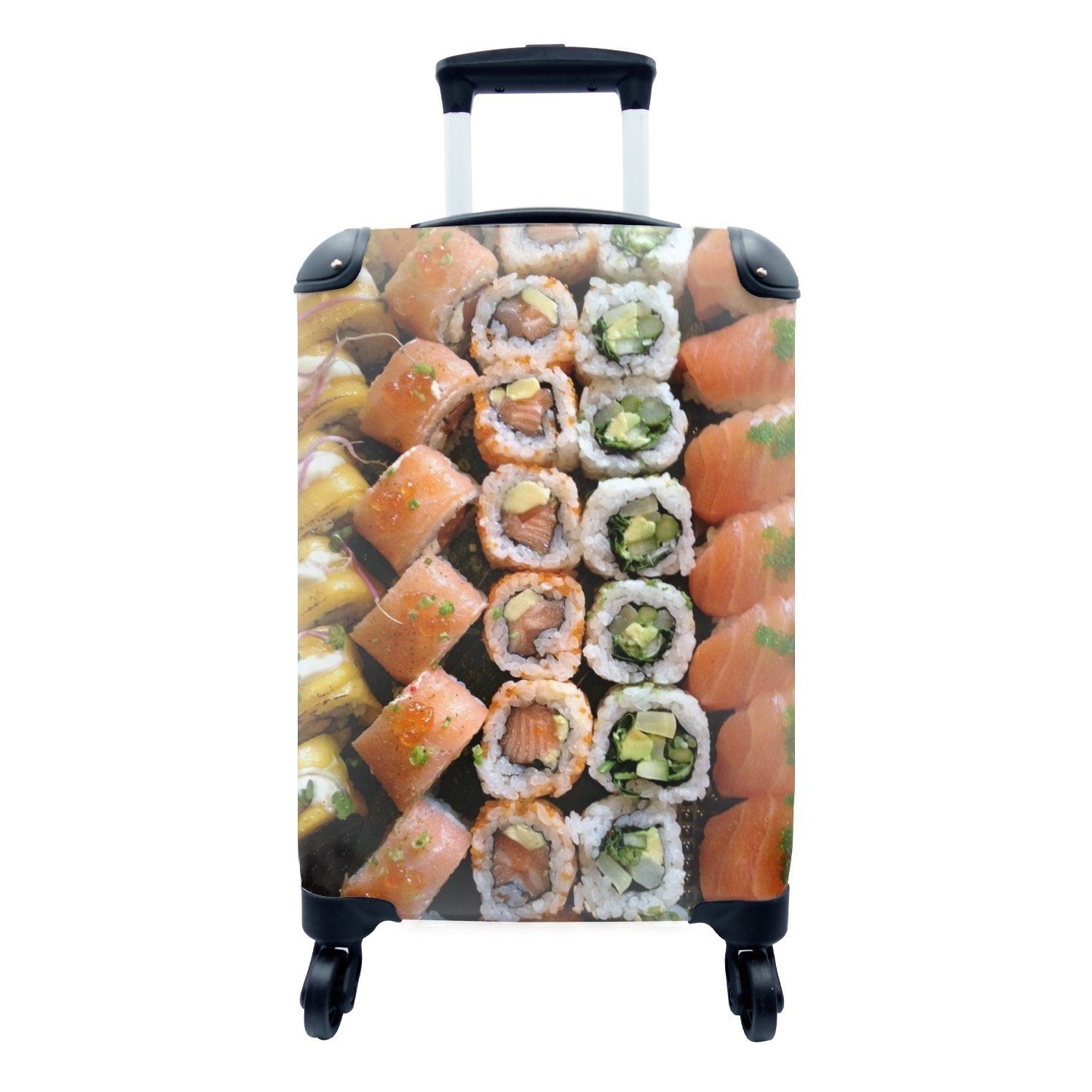 MuchoWow Handgepäckkoffer Sushi-Vielfalt, 4 Rollen, Reisetasche mit rollen, Handgepäck für Ferien, Trolley, Reisekoffer