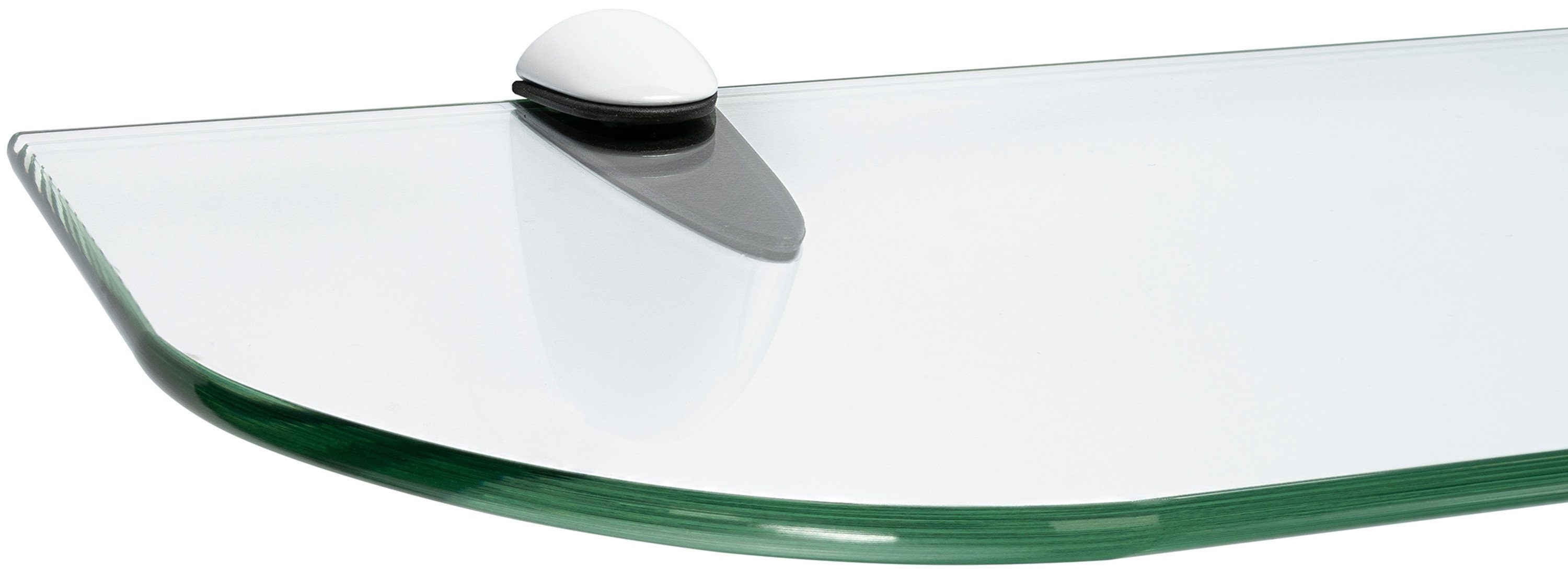 ib style Wandregal Glasregal 6mm klar 40 x 15 cm + Clip CLASSICO Weiß, Glasboden aus ESG-Sicherheitsglas - Wandregal