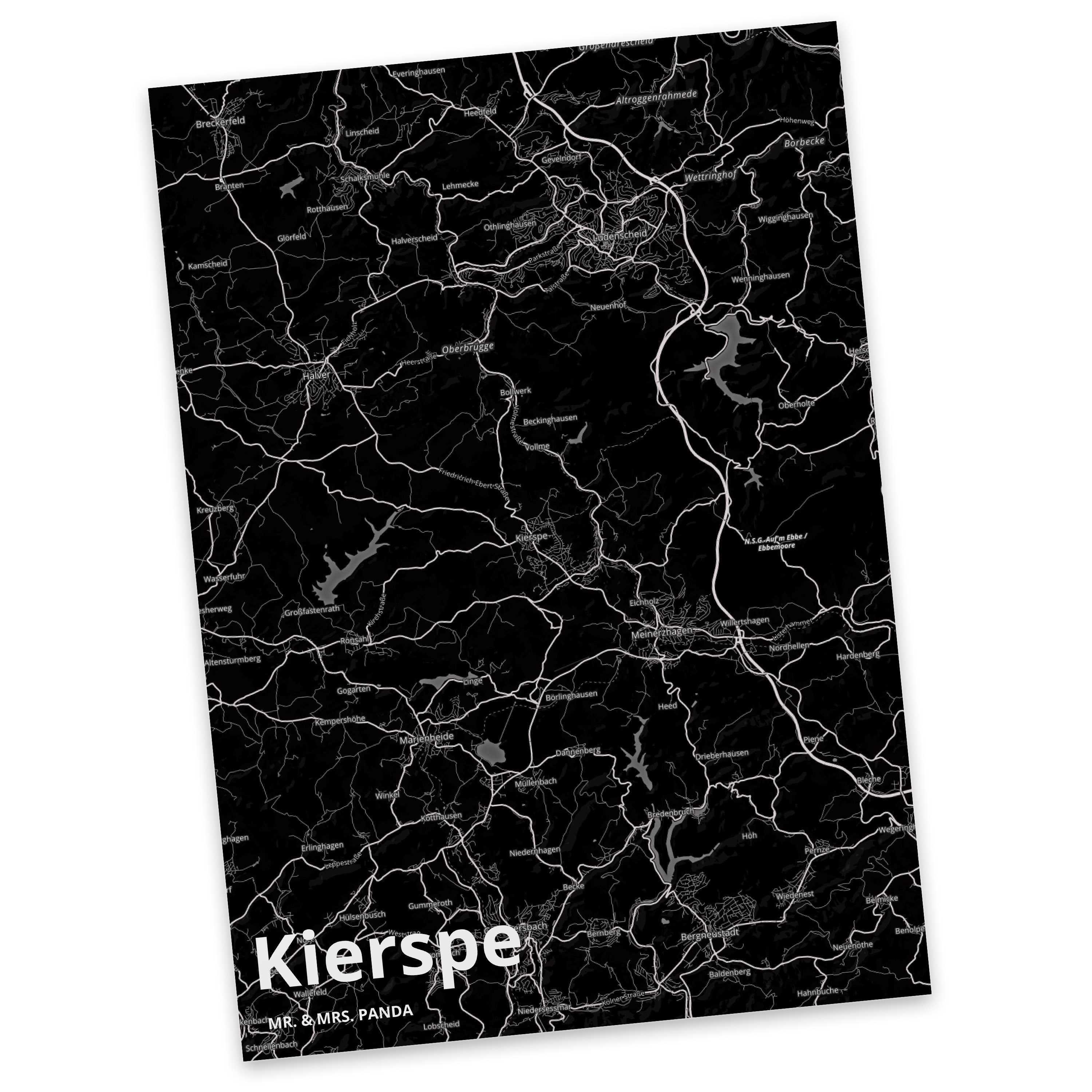 Stadtplan, Kierspe Geschenk, Postkarte Grußkar Panda Mr. Mrs. Map Stadt - Landkarte & Dorf Karte