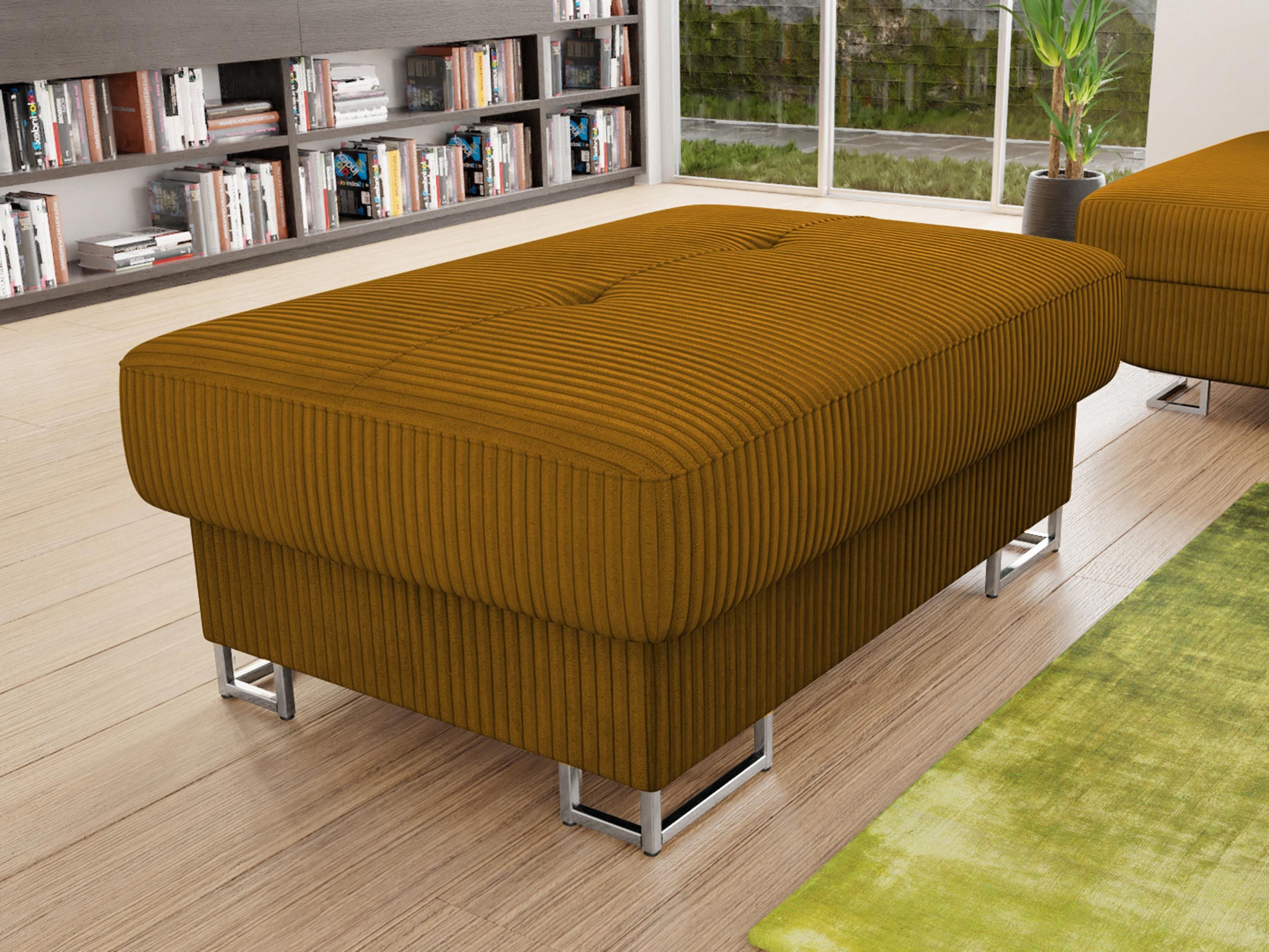 MIRJAN24 Polsterhocker Cotere Cord, 104x67x42 cm, Metallfüße in der Farbe Silber (Höhe: 9 cm)