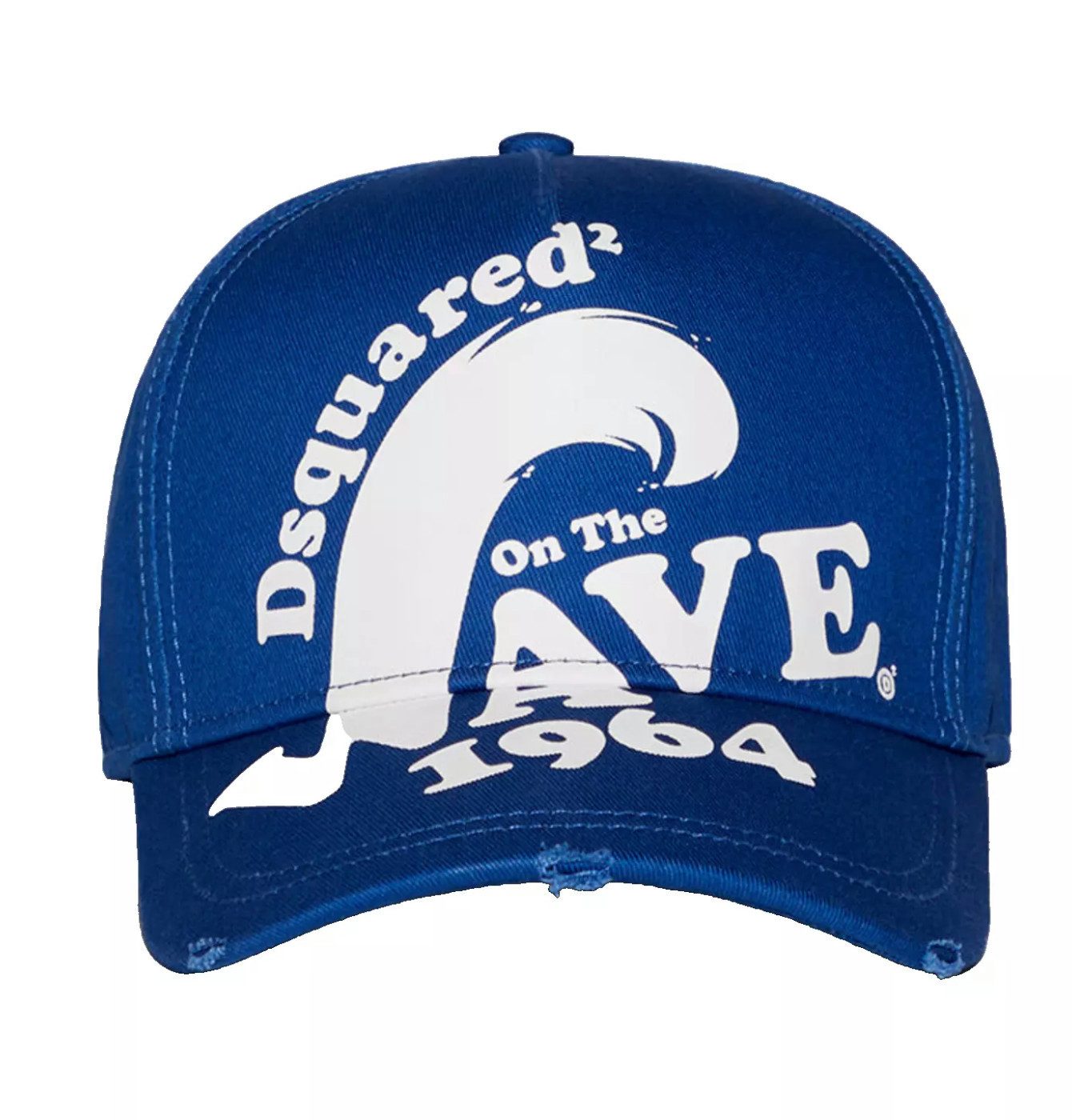 Dsquared2 Baseball Cap Dsquared2 On the Wawe Logo Distressed Baseballkappe Surf-welle-print für einen einzigartigen Akzent