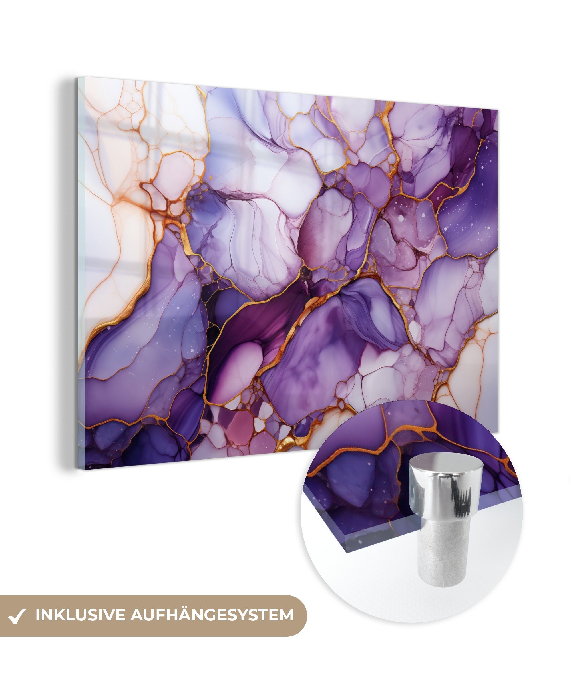MuchoWow Acrylglasbild Marmor - Lila - günstig online kaufen