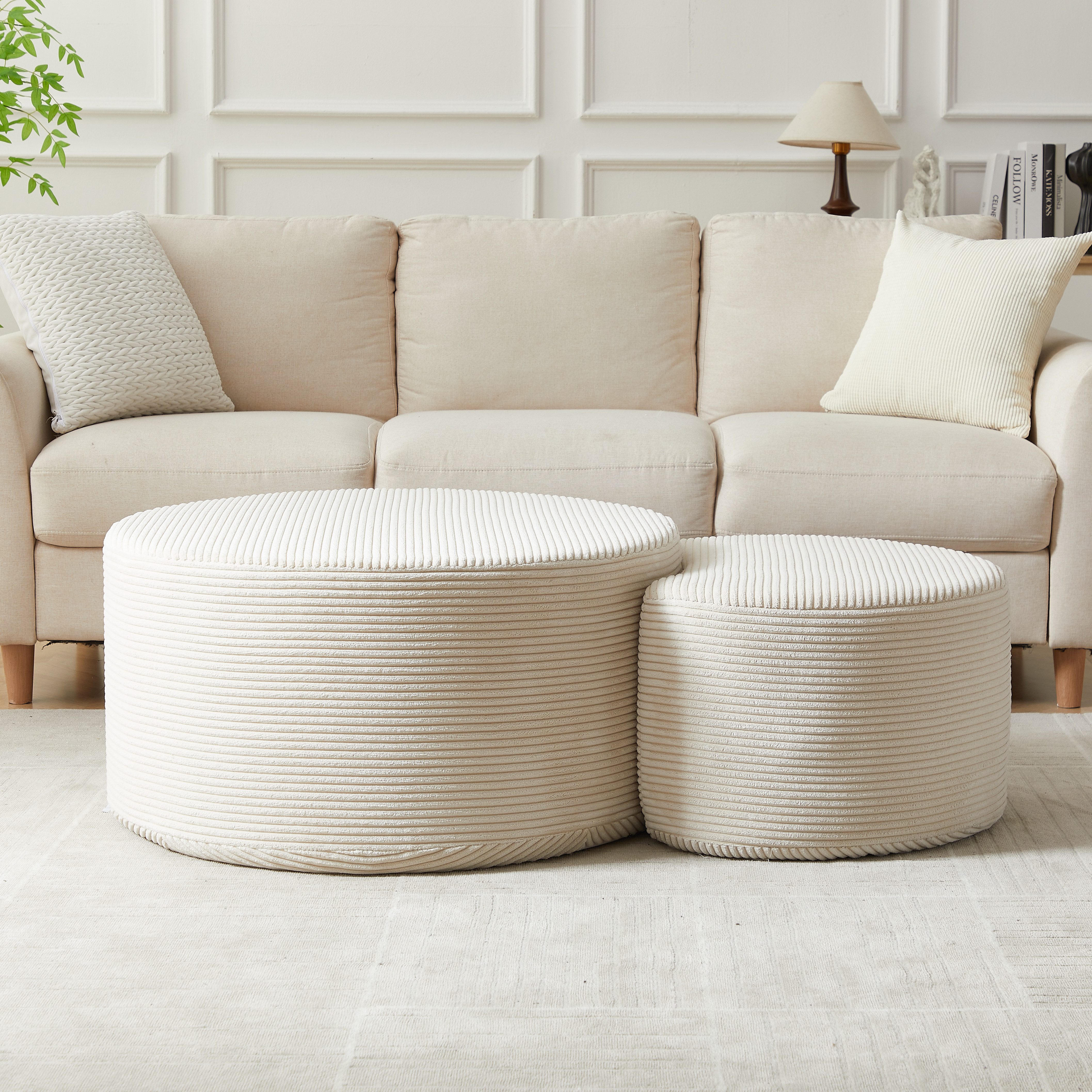 REDOM Couchtisch Kaffeetisch-Set (2-teiliges gepolstertes aus Schaumstoff, vielseitig als Couchtisch & Ottoman, platzsparend, sofort einsatzbereit) – Bild 3 von 5