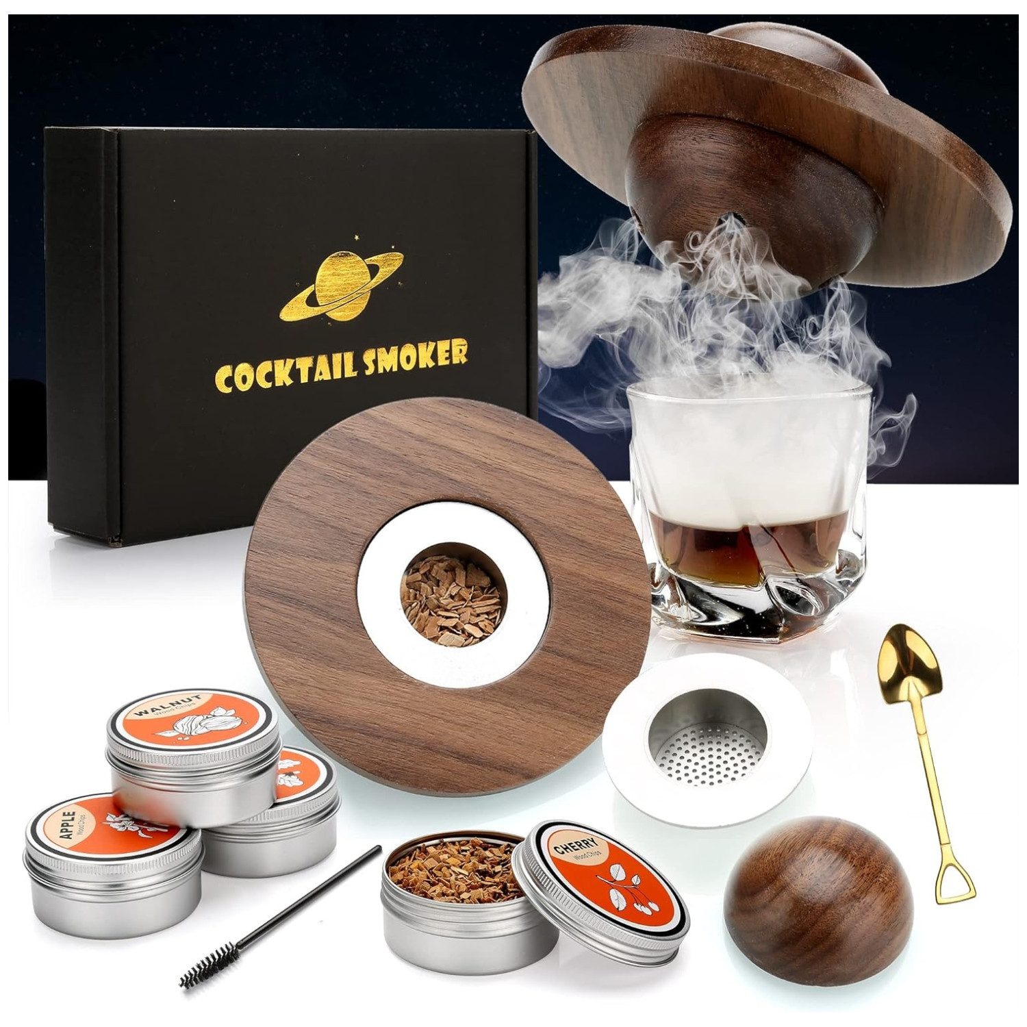 Cocktail-Set Whisky Geschenkset Cocktail Smoker Kit 4 Holzchips Vatertagsgeschenk