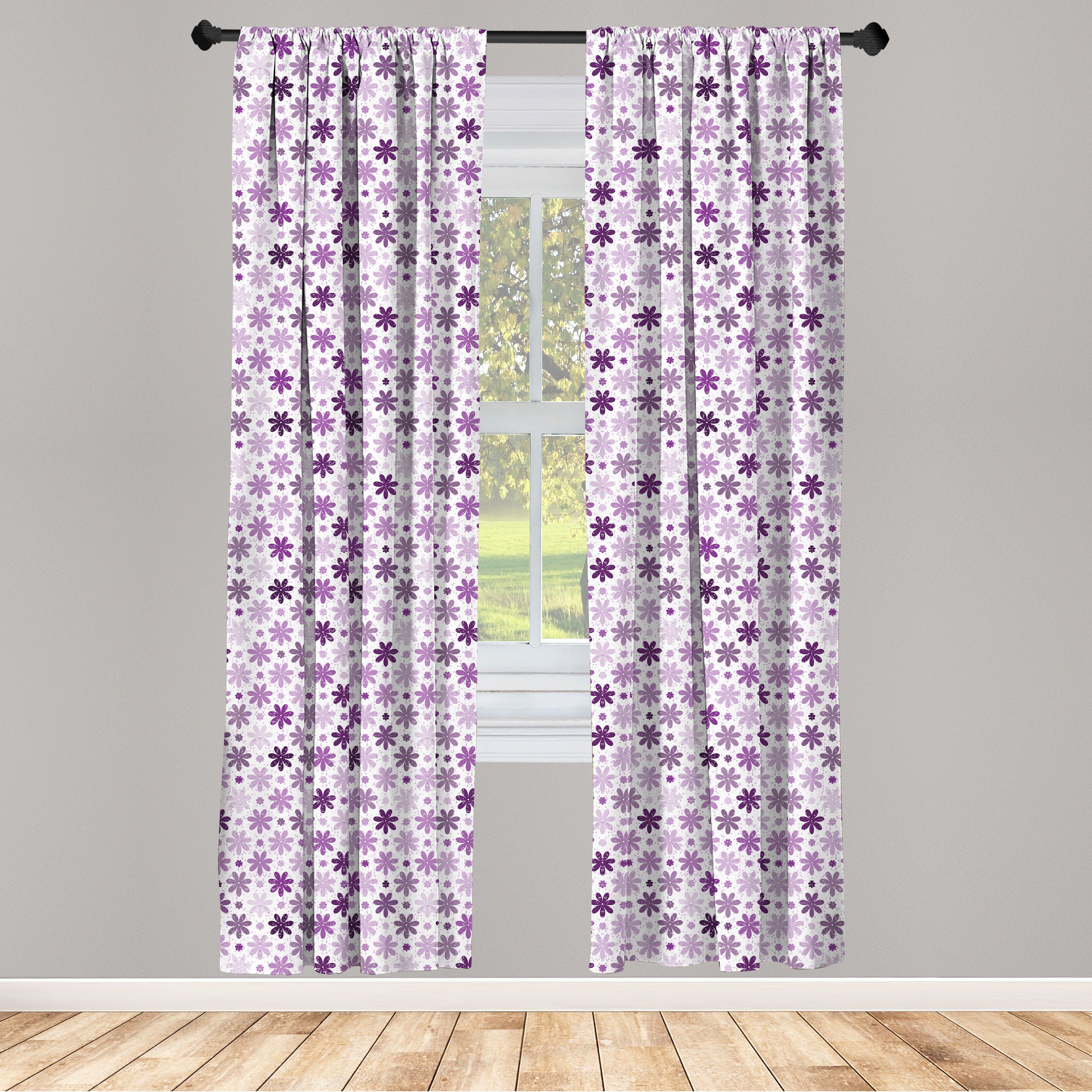 Gardine Vorhang für Wohnzimmer Schlafzimmer Dekor, Abakuhaus, Microfaser, Natürlich Große und kleine Blüten