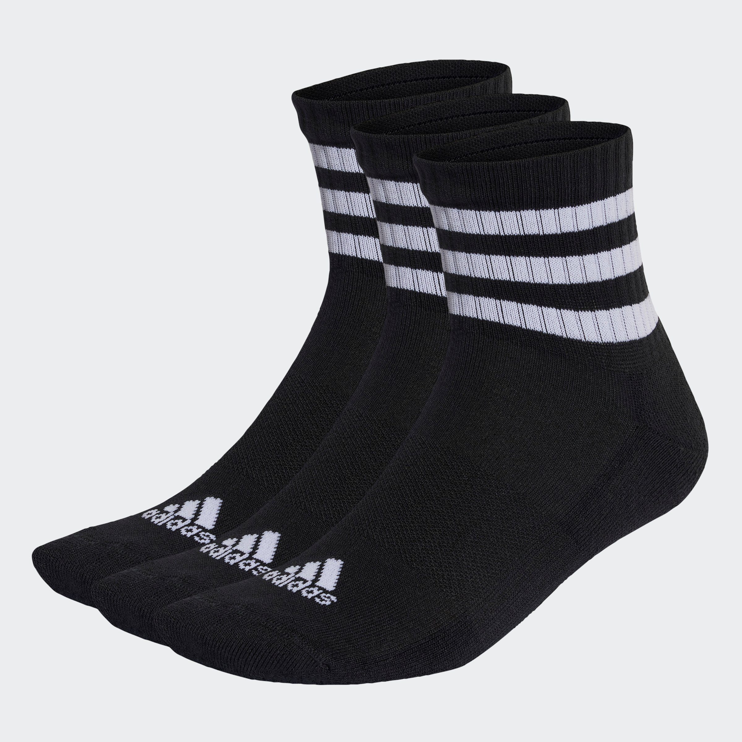 adidas Performance Sportsocken 3STREIFEN CUSHIONED SPORTSWEAR MIDCUT SOCKEN, 3 PAAR (3-Paar)