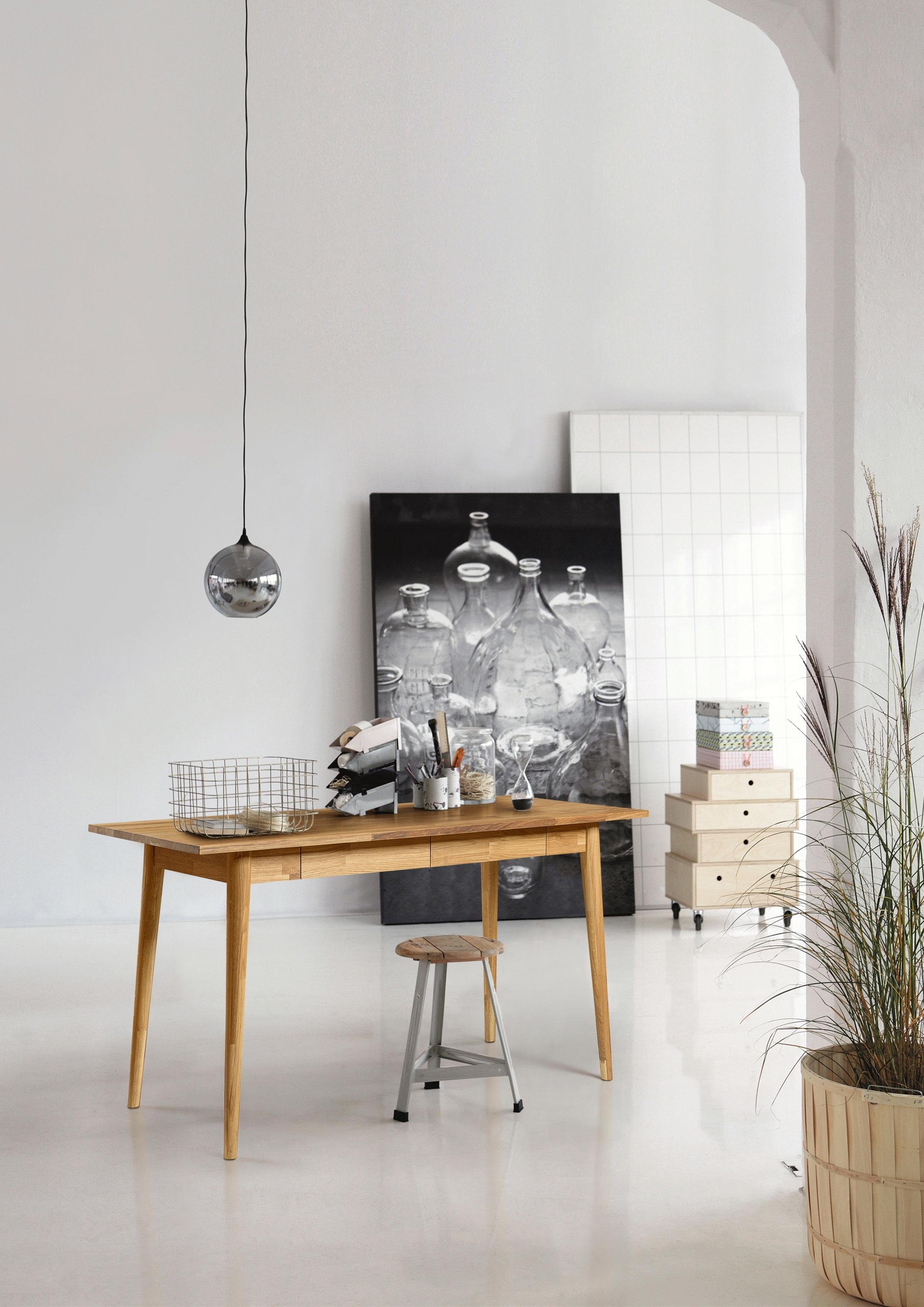 Home affaire Schreibtisch »Scandi«, aus schönem massivem Eichenholz, Breite  140 cm online kaufen | OTTO