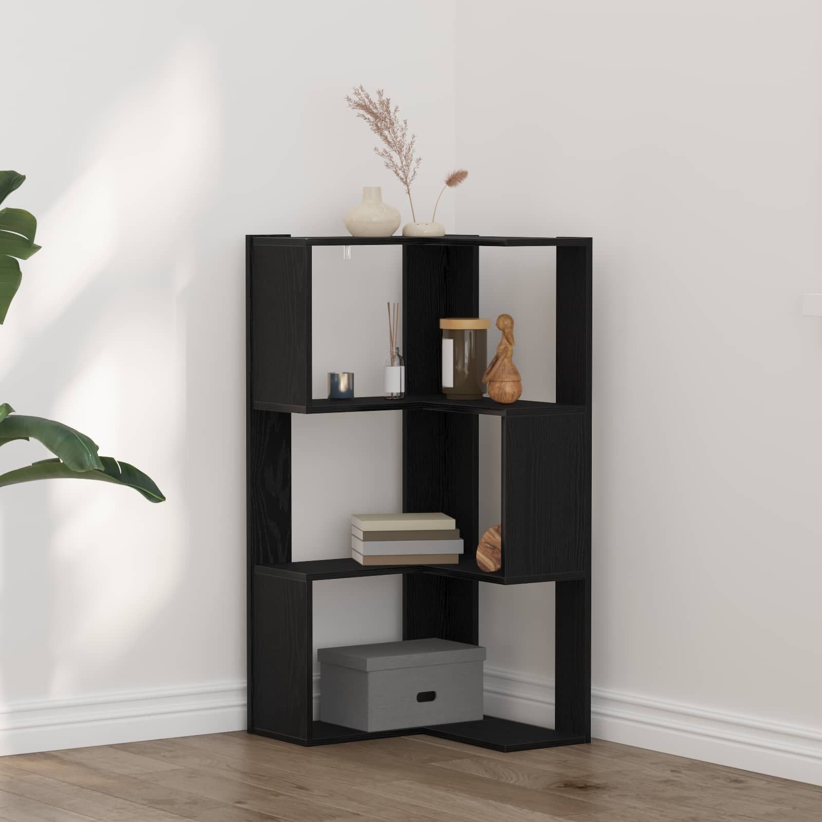 vidaXL Bücherregal Bücherregal 3 Ebenen 50 x 50 x 102 cm Schwarz Eichen-Optik, 1-tlg. – Bild 2 von 5