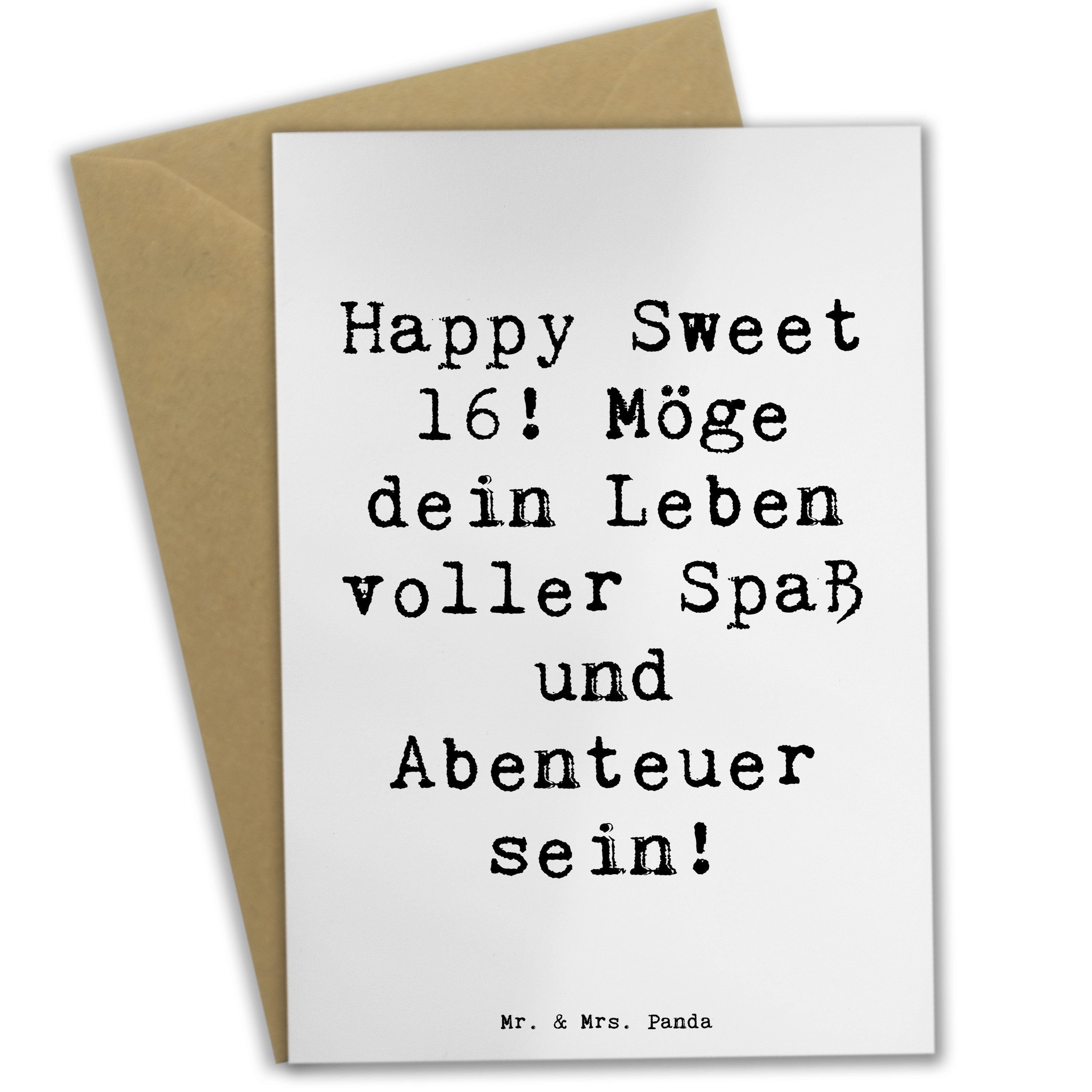Grußkarte Spruch 16. Geburtstag Glück - Weiß - Geschenk, Leben voller Abenteuer