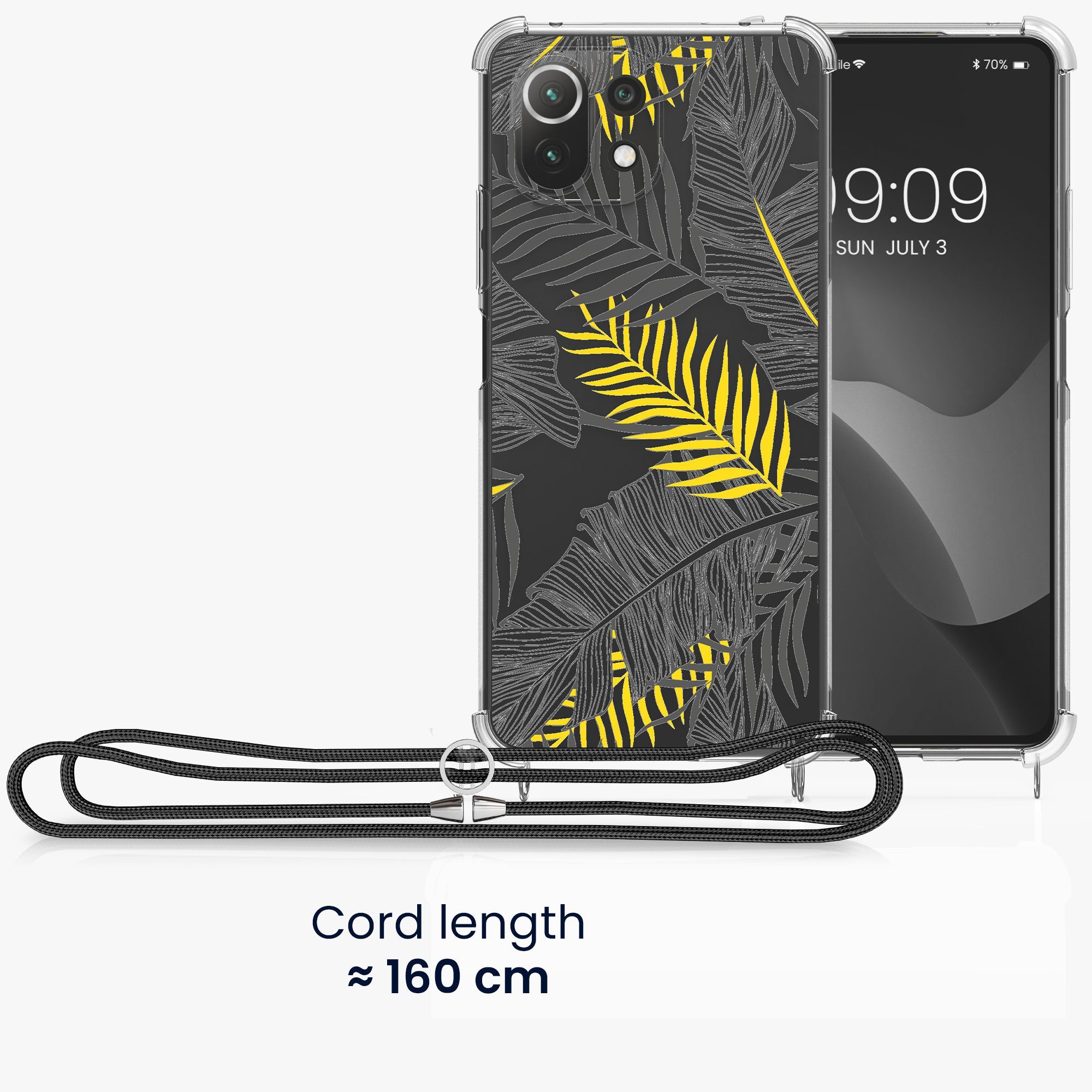 kwmobile Handyhülle Hülle für Xiaomi 11 Lite (5G) NE / Mi 11 Lite (5G), Silikon Handyhülle mit Kette - Handykette Handyband