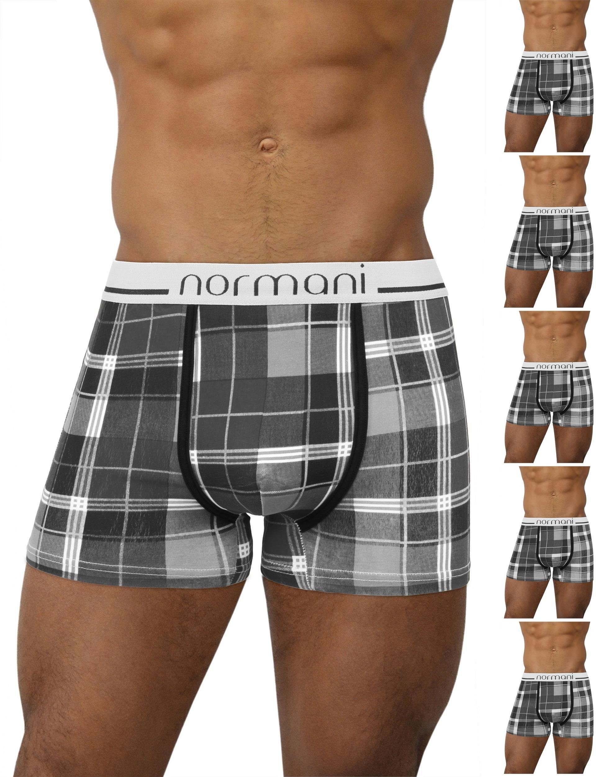 normani Retro Boxer 6 Stück Retro Boxershorts aus Baumwolle Unterhose aus atmungsaktiver Baumwolle Scottish Check - Black Grey