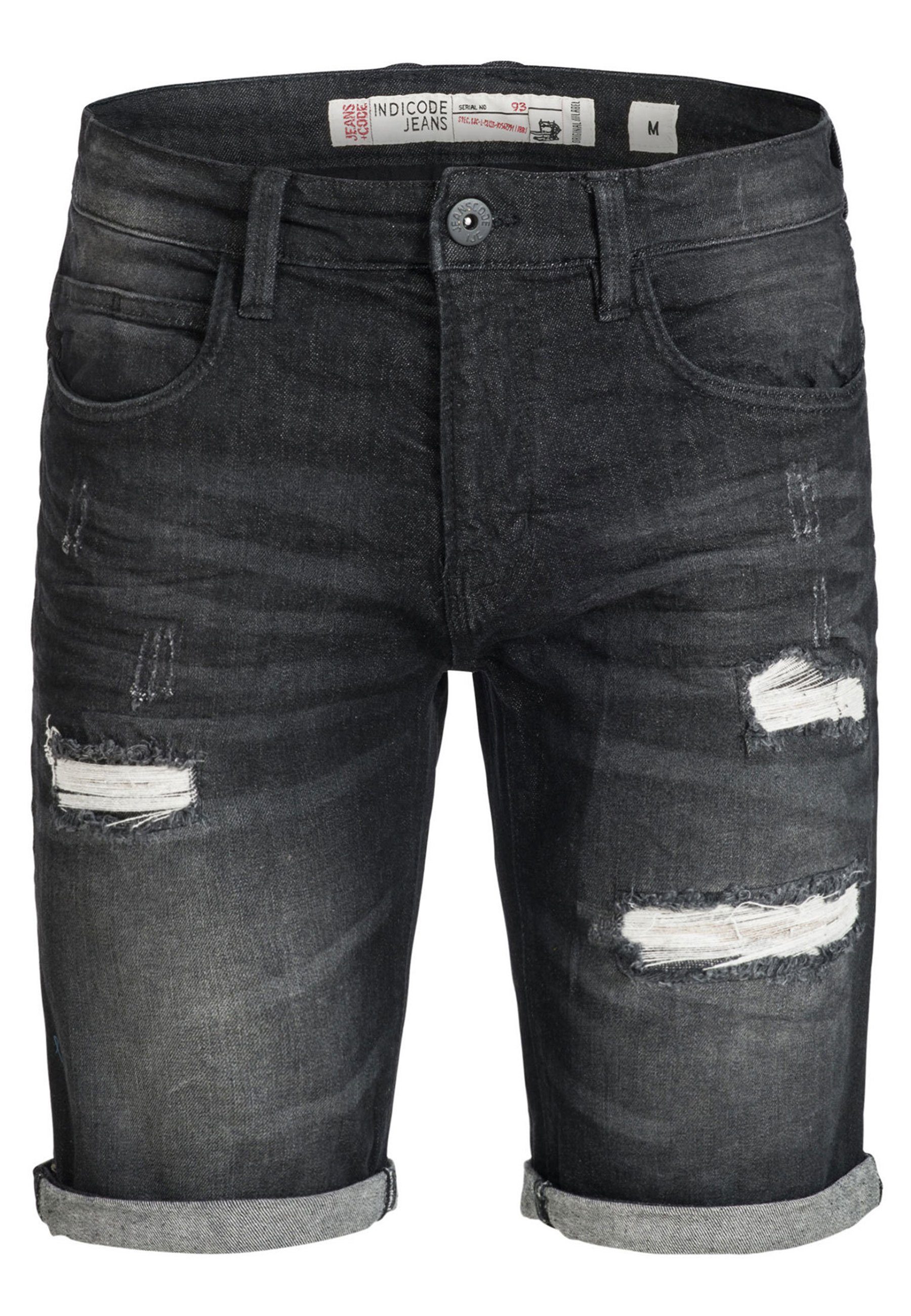 Jeansshorts Holes Black - Indicode Caden