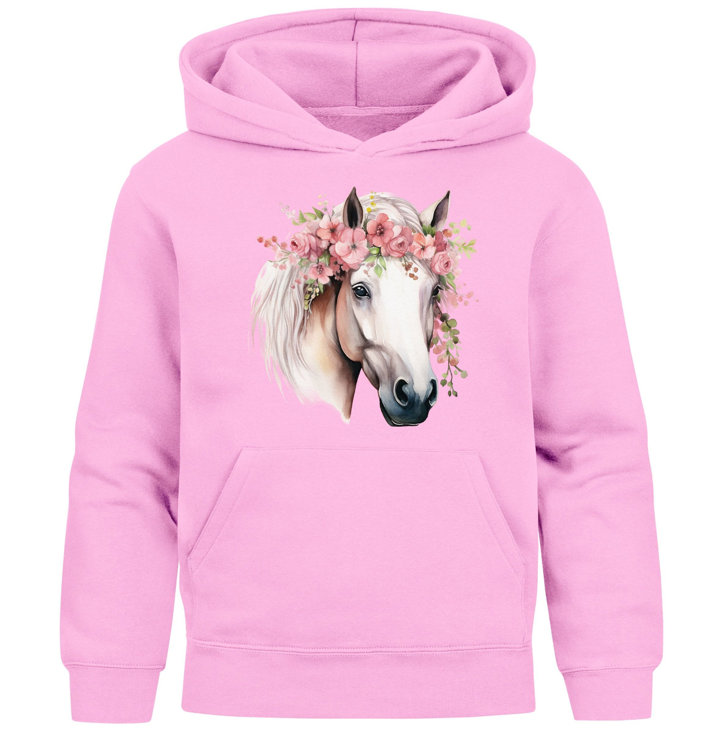 SpecialMe Hoodie Kinder Hoodie Mädchen Pferdekopf mit Blumen Mädchengeschenke Pferde
