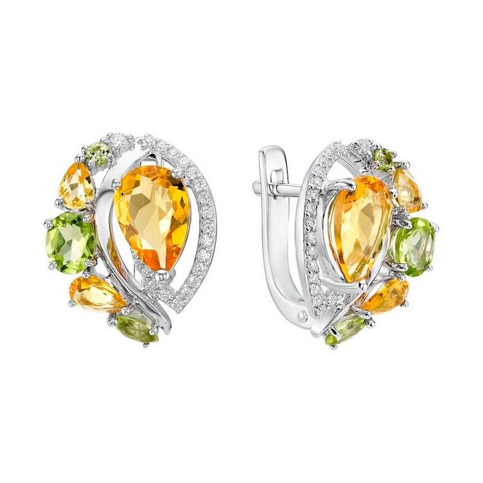Zolotoy Paar Ohrhänger Ohrhänger Peridot Zirkonia 620-4152 Juwelier Kristall Ohrringe 925 (inkl. Schmuckbox) Silberschmuck für Damen