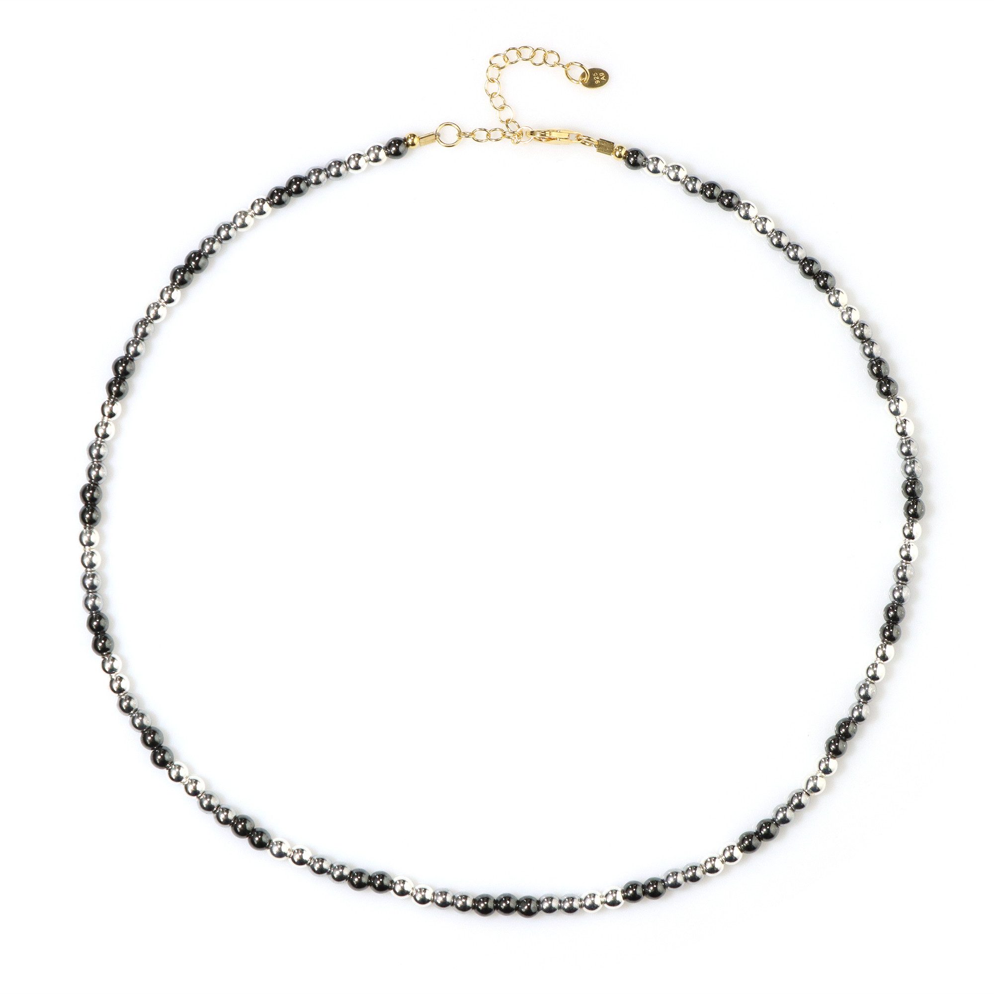 Silberkette Cavill Sterling Silber Halskette Damen, vergoldet, Hämatit 83,5 ct
