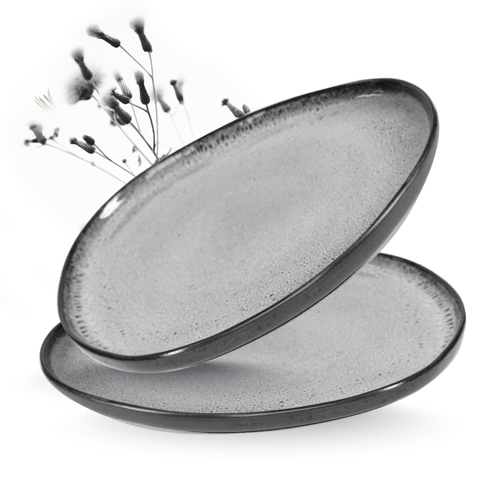 Moritz & Moritz Servierplatte ORGANIC Servierplatte 2er - Grau, (Set, 2-tlg., Set), Spülmaschinengeeignet