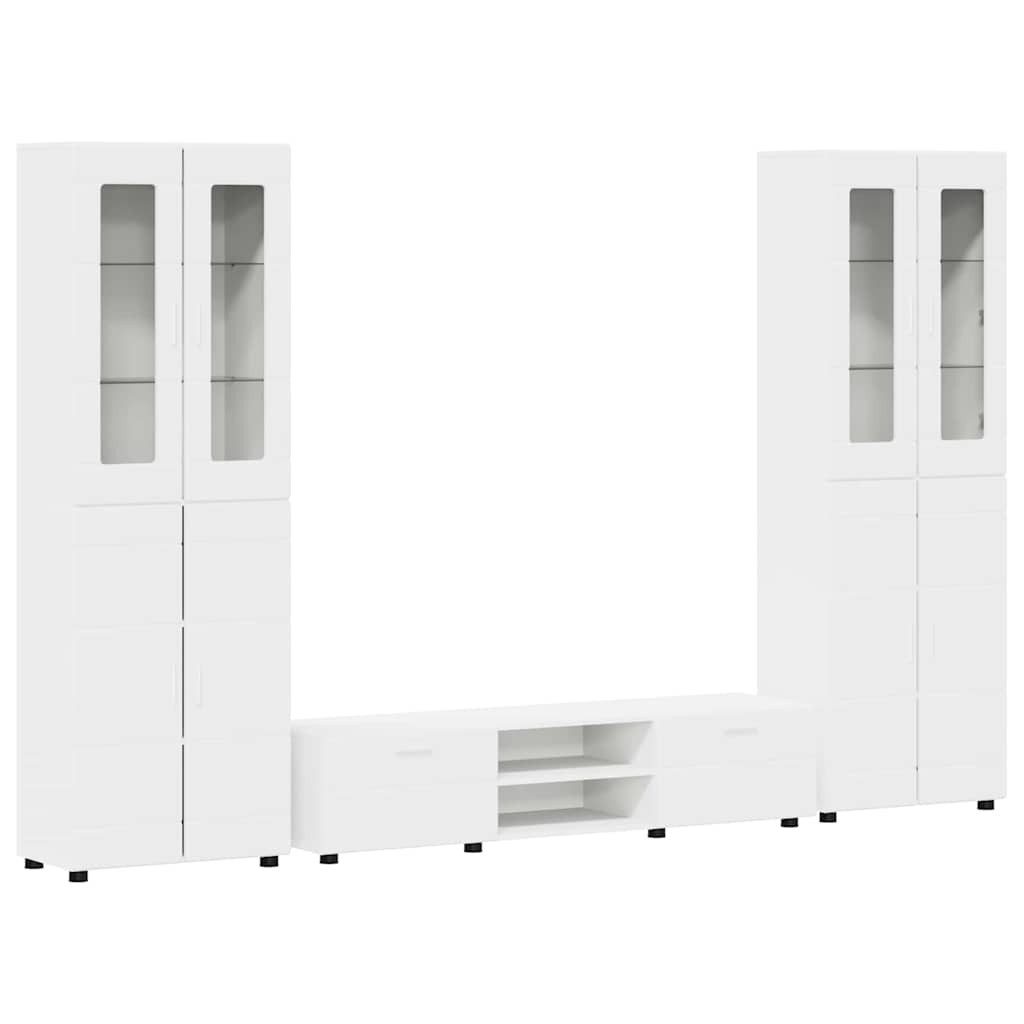 vidaXL Wohnzimmer-Set TV-Schrankset mit Schubladen FLORIN 3 pcs Weiß Holzwerkstoff, (3-St)