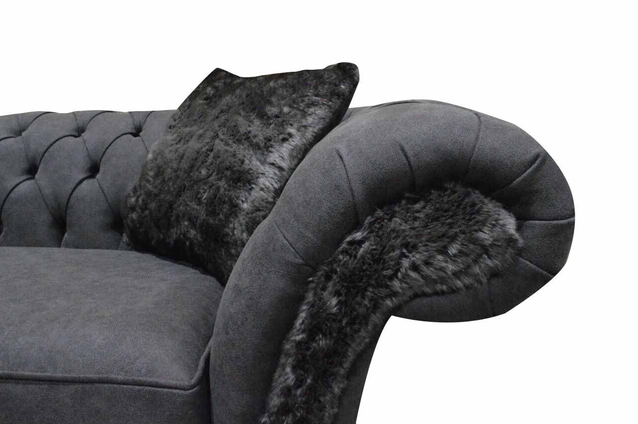 Chesterfield JVmoebel Sofa Couch, 3-Sitzer in Europe Couch Made Luxus Polster Schwarzer Dreisitzer
