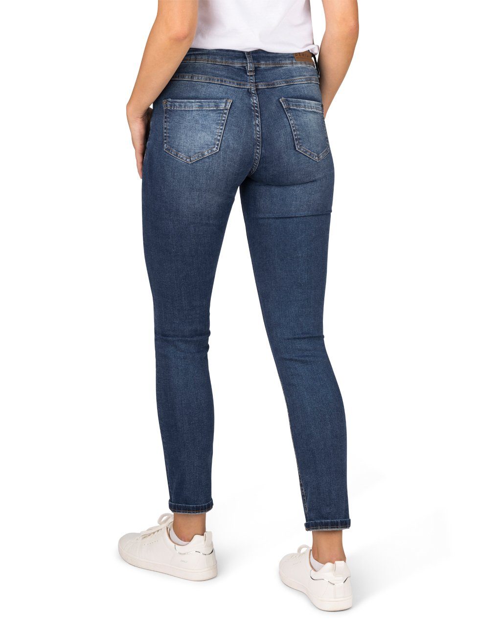 DENIMFY Slim-fit-Jeans Damen Jeanshose Denim Stretch mit (M282) Fit Slim BLUE DFElla DENIM MIDDLE Hose