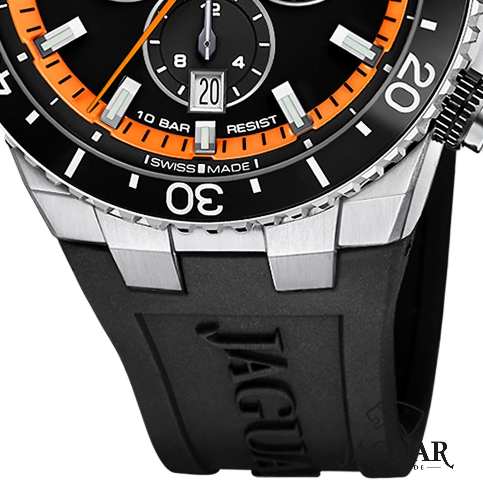 JAGUAR Chronograph Jaguar Herrenuhr Silikon schwarz Jaguar, (Chronograph), Herren Armbanduhr rund, Silikonarmband schwarz
