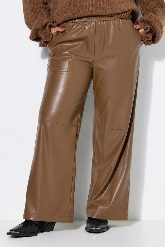 Studio Untold Schlupfhose Fake-Lederhose Wide Legs Nappaleder-Optik