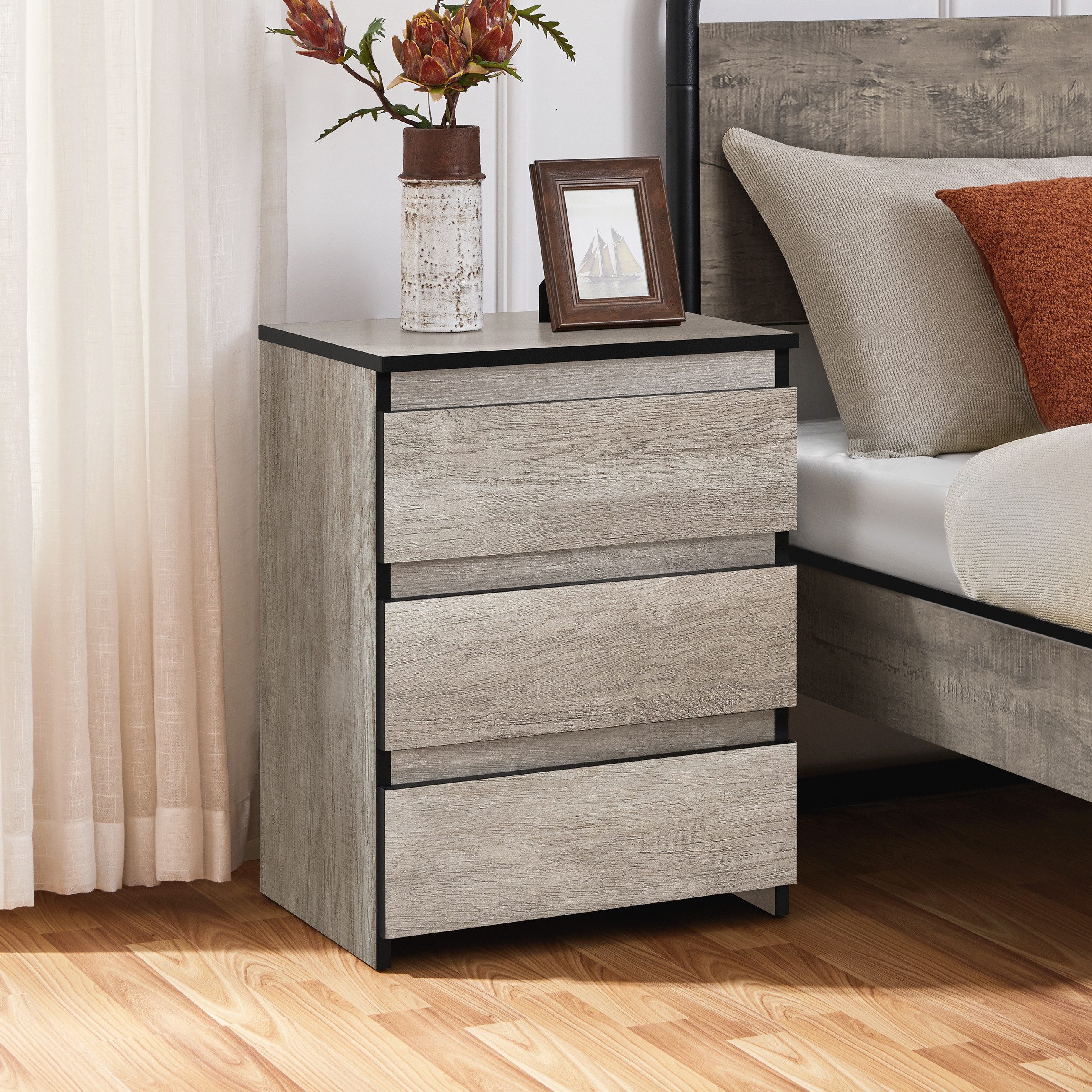 Yaheetech Nachttisch mit 3 Schubladen Nachtschrank (1-St), Nachtkommode Nac günstig online kaufen