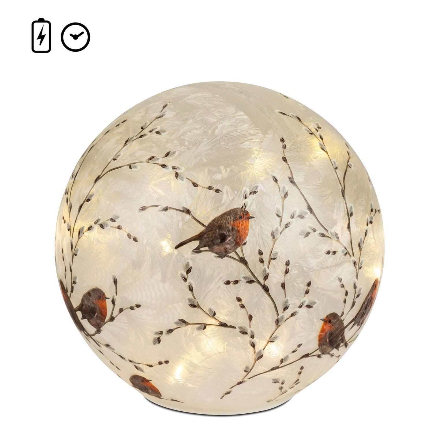 formano LED Kugelleuchte Rotkehlchen Weihnachtsdeko, LED, Mit Timerfunktion, Weiß, Rotkehlchen, H: cm