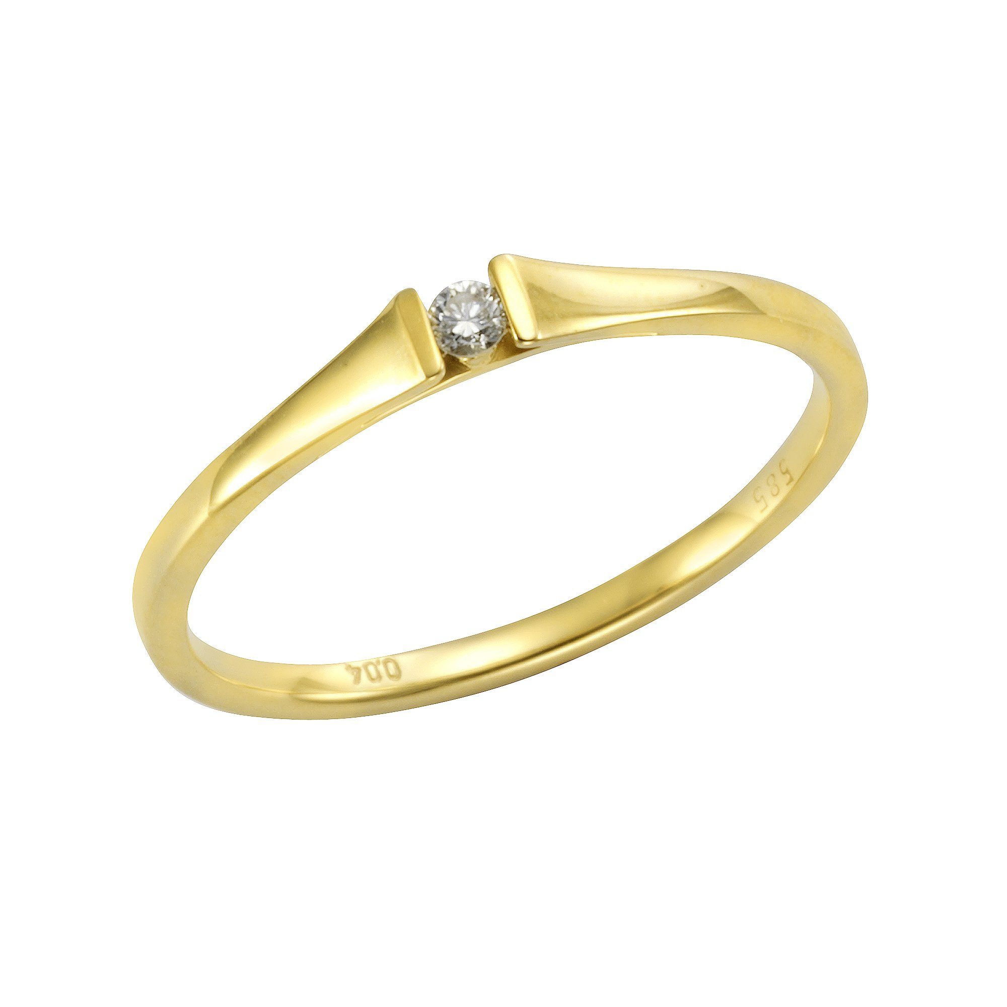 Orolino Fingerring 585 Gold Brillant 0,04ct., Das ideale Geschenk für die  Frau oder Freundin