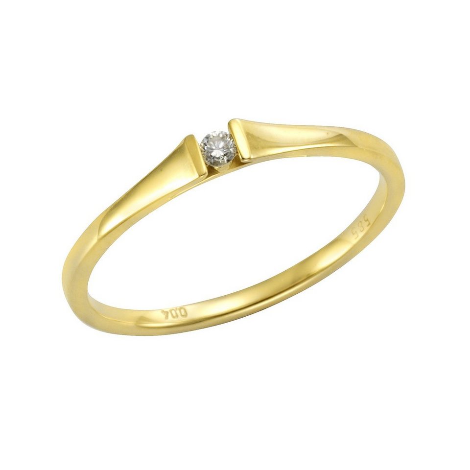 Orolino Fingerring 585 Gold Brillant 0,04ct., Das ideale Geschenk für die  Frau oder Freundin