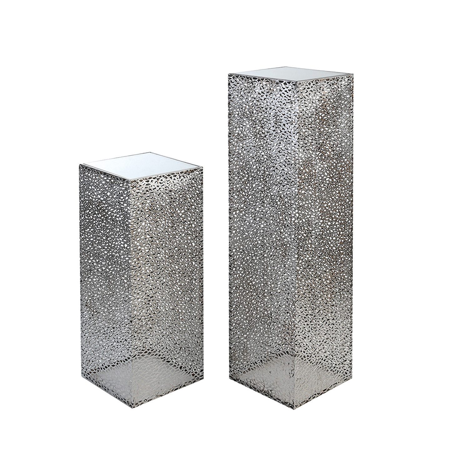 GILDE Blumenständer Säule PURLEY - silberfarben - Glas, Metall - Höhe 100cm x Breite 27cm (1x Säule, Blumensäule - Dekoständer), Blumenhocker - Säule - Dekosäule