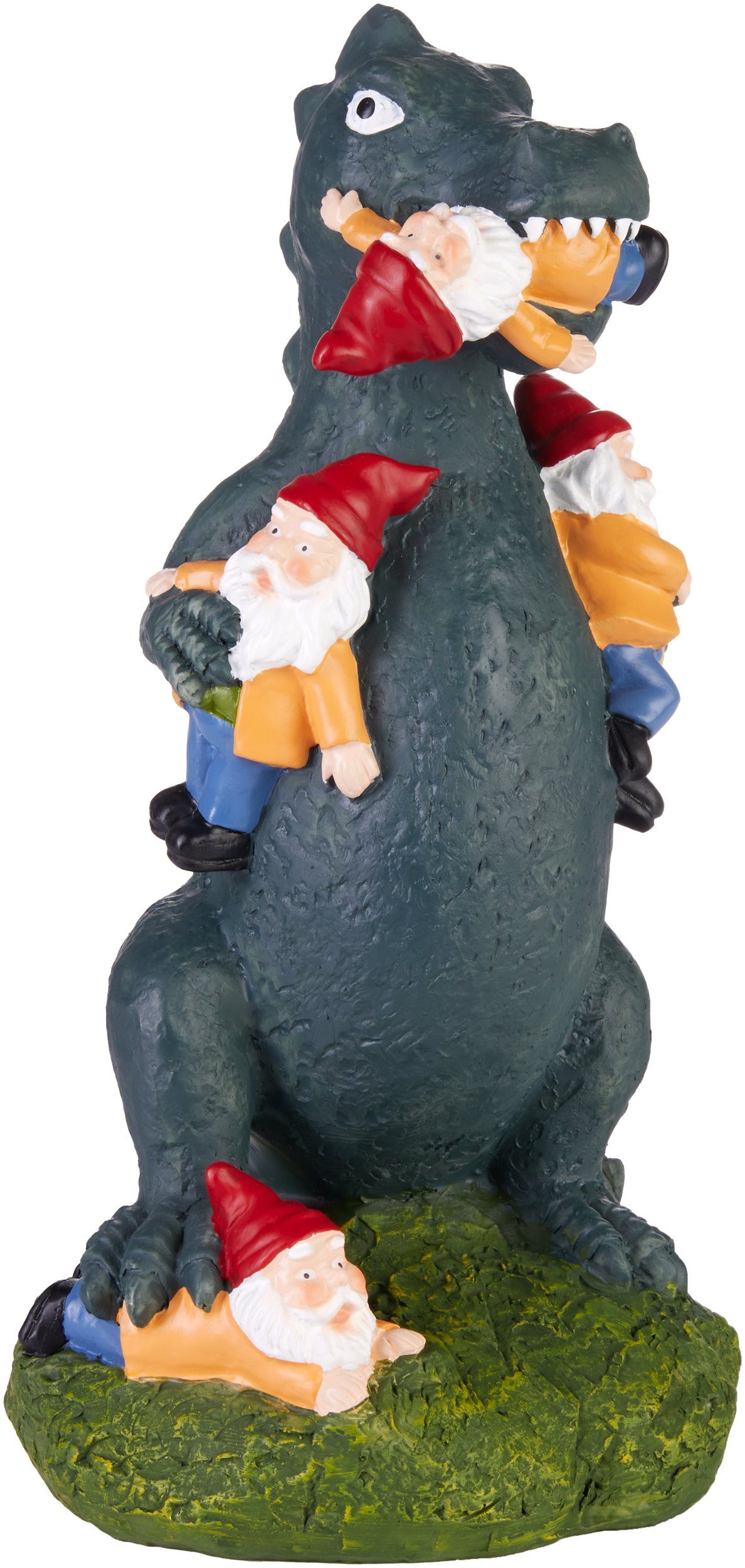 Gartenzwerg Gartenfigur Drache frisst Zwerge - Monster Gartendekoration Lustig