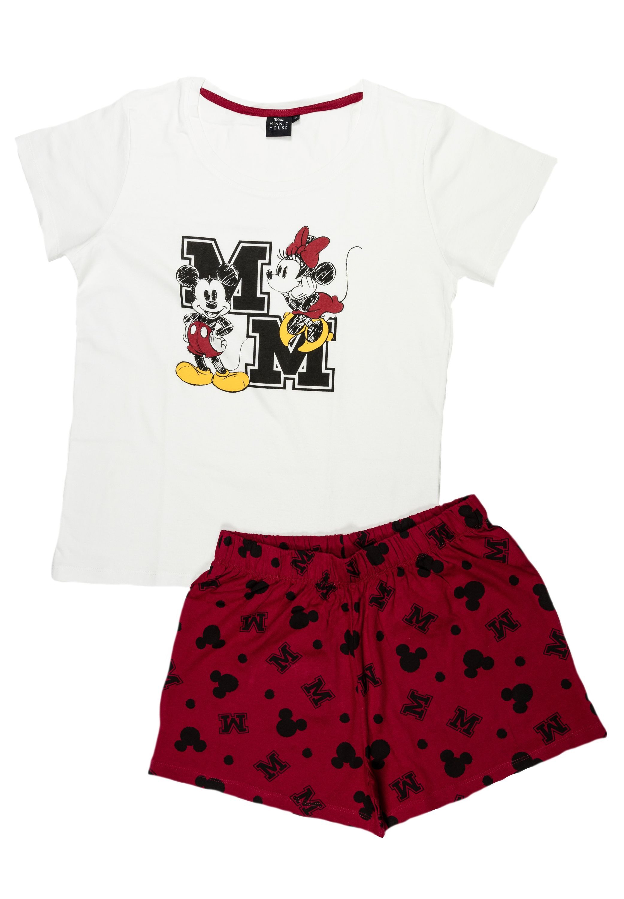 Schlafanzug Disney Minnie Mouse Schlafanzug Pyjama Kurzarm Oberteil mit Shorts