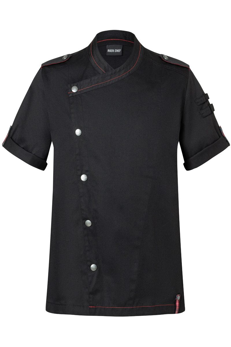 Karlowsky Fashion Kochjacke KARLOWSKY Herren Kochjacke ROCK-CHEF®-Stage2 Kurzarm Schwarz