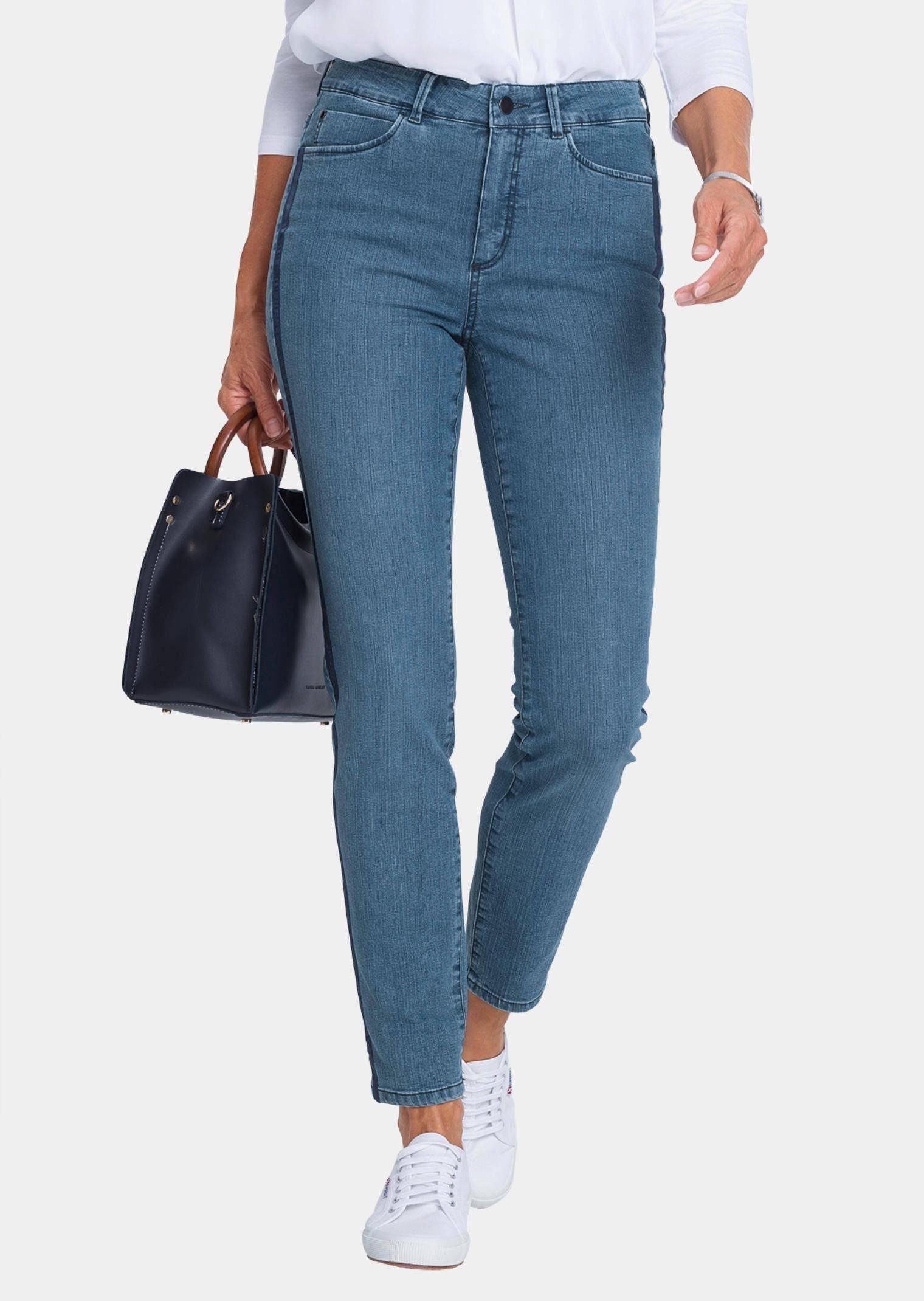 Bequeme Jeans Angesagte Jeanshose mit farbenfrohem Galon