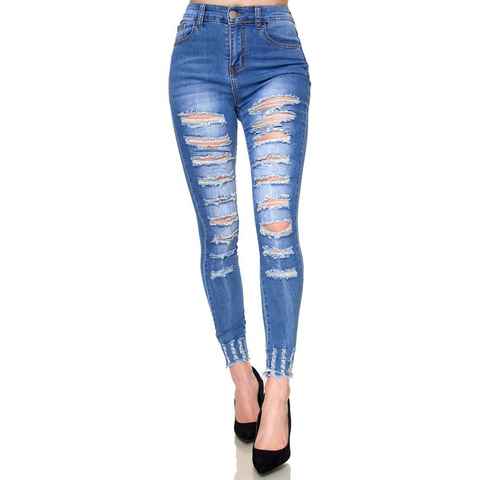 Elara Slim-fit-Jeans Elara Damen Jeans Destroyed Zerrissen (1-tlg)