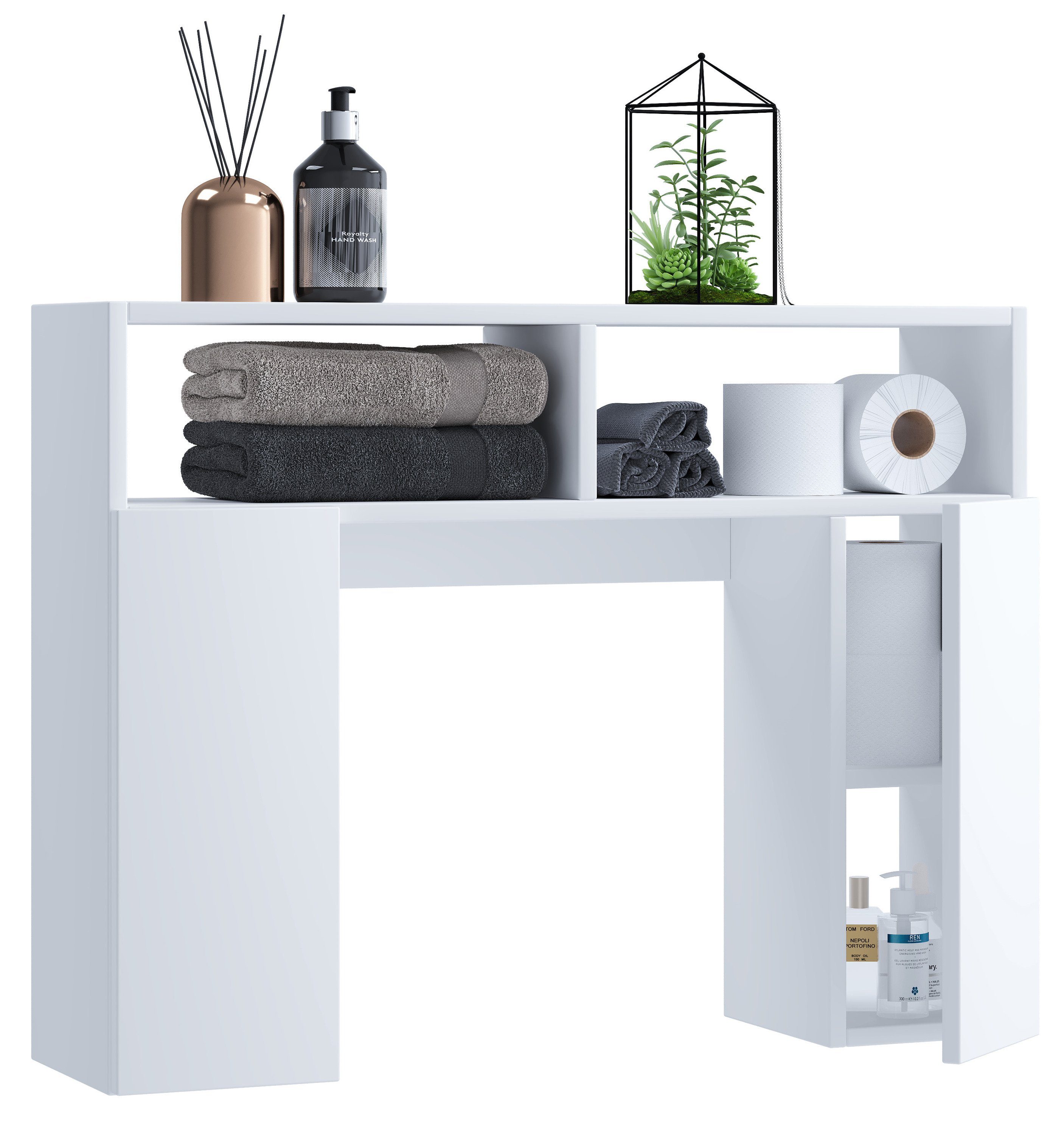 VCM Waschmaschinenumbauschrank Holz Wandregal Überbau WC Bad Regal Tinol S