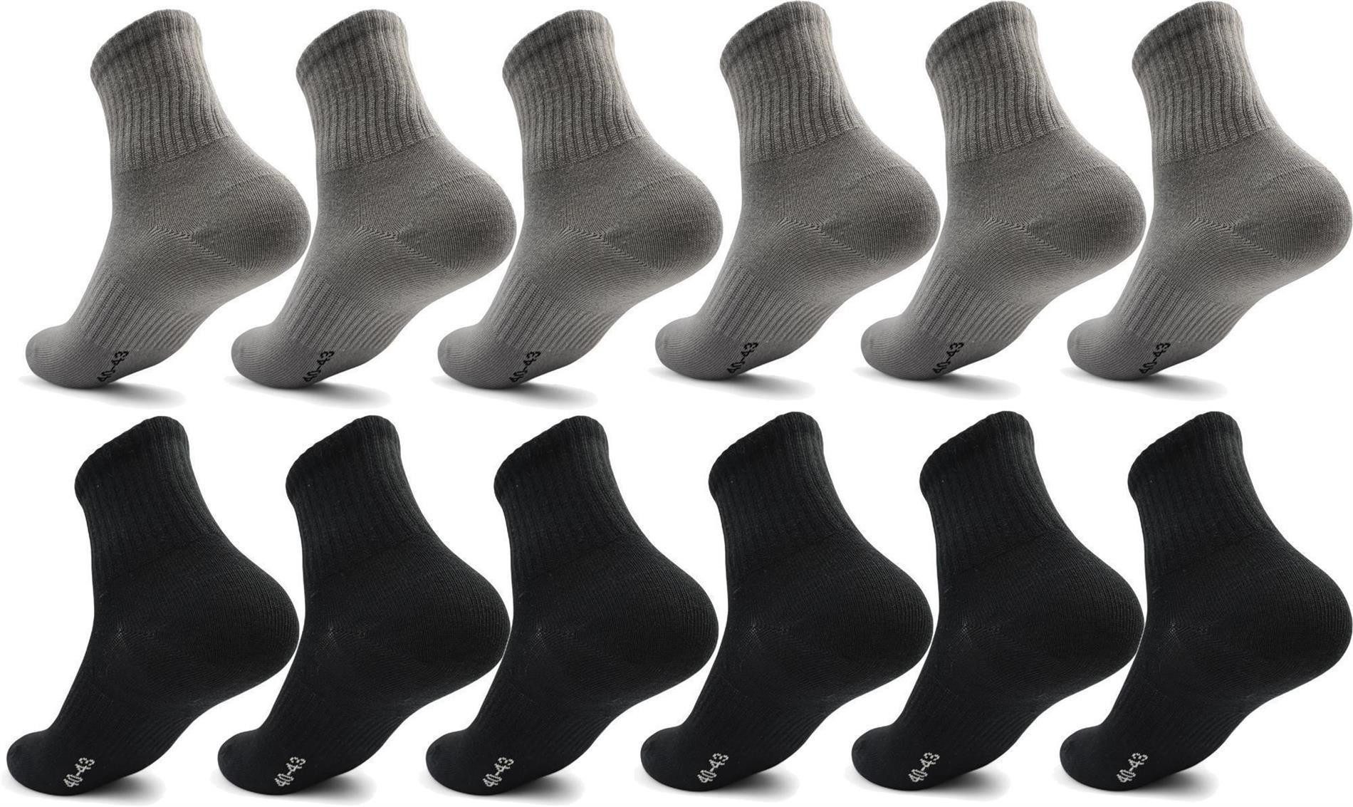 Sportsocken 12 Paar Herren Sport Sneaker Socken Quarter Socks Kurzsocken Halbsocke