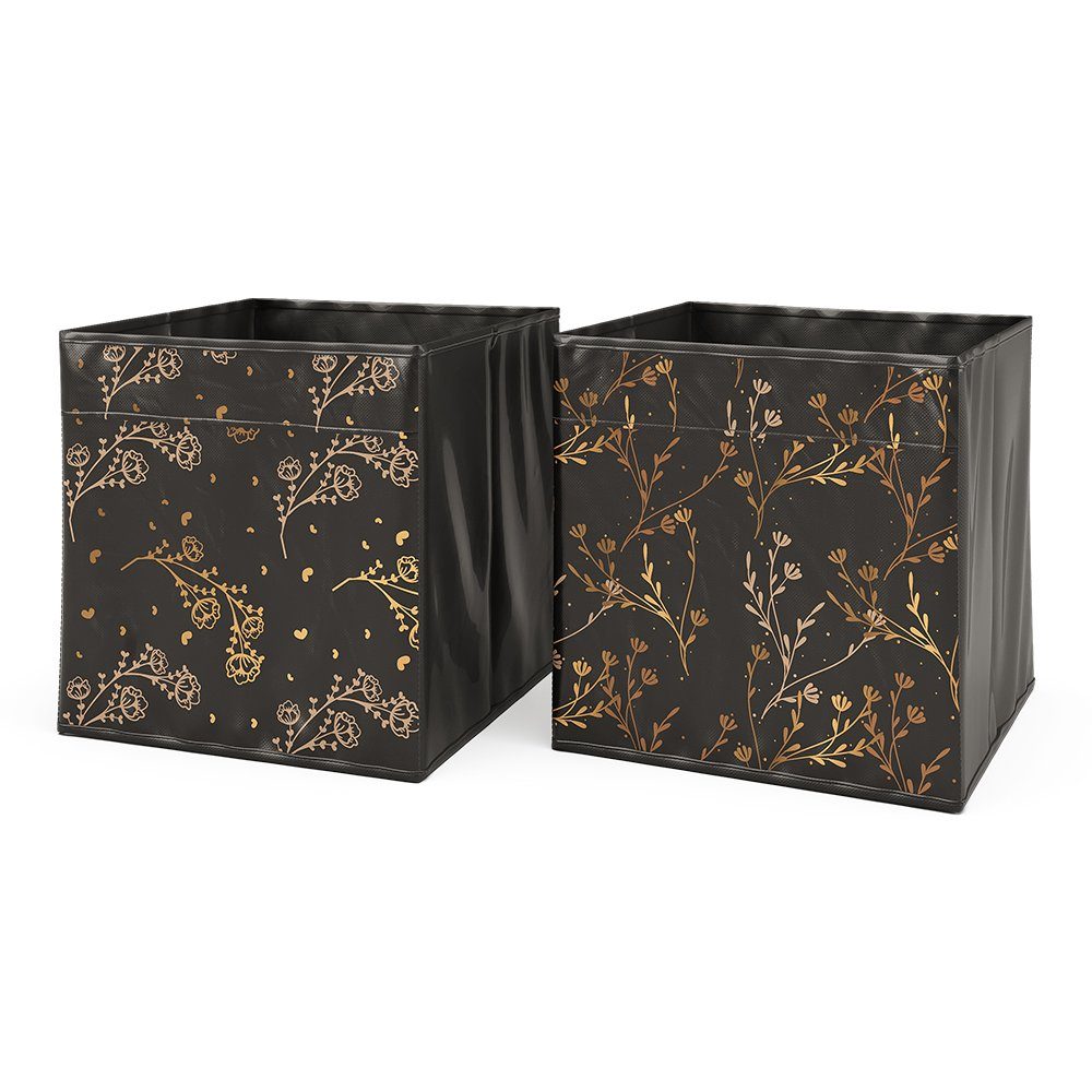 Vicco Faltbox, Schwarz/Gold, 30 x 30 cm 2er Set Option2 (2 St)