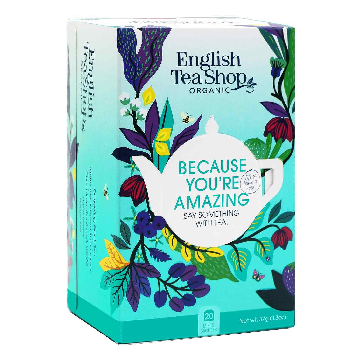 English Tea Shop Tee "You are Amazing" Tee-Kollektion, BIO, 20 Teebeutel, 5 Sorten, von Darjeeling bis würzig und fruchtig