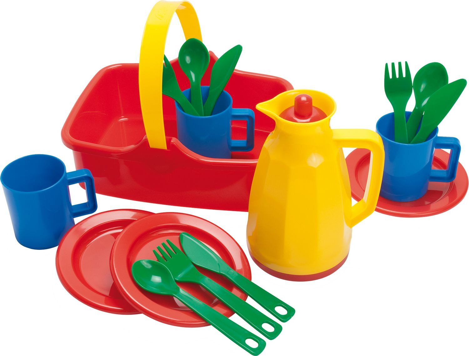 dantoy Spiel Picknickkorb für 3 Personen, 18-teilig, aus Kunststoff, Spielzeug