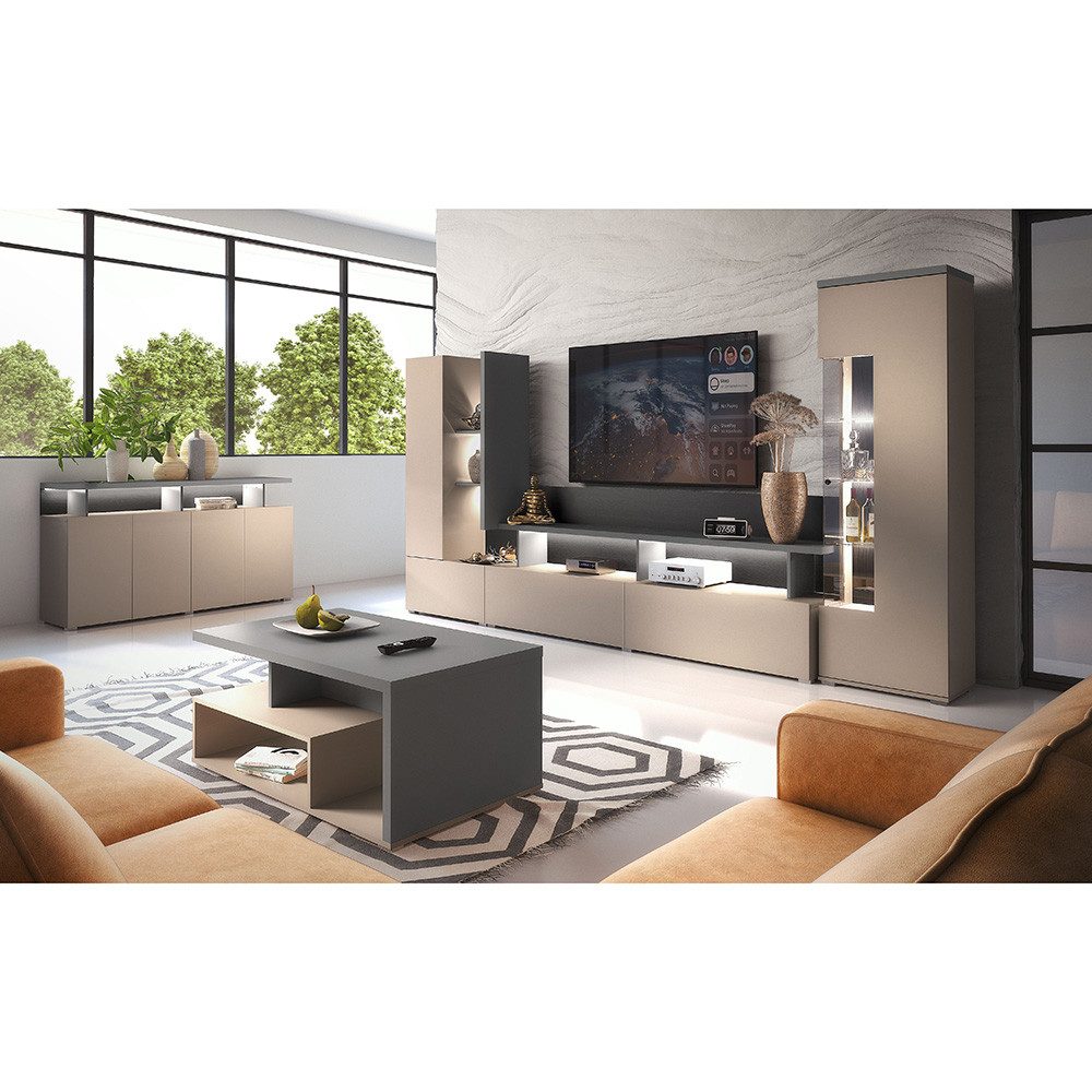 Lomadox Wohnzimmer-Set SELCE-83, (Mega-Spar-Set, 4-St., Vitrine Wohnwand Co günstig online kaufen