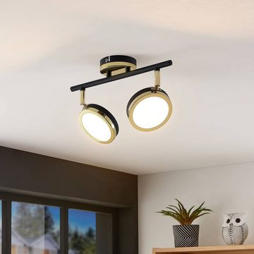 Lindby LED Einbaustrahler Alsani, Leuchtmittel inklusive, warmweiß, Modern, Stahl, Schwarz, gold, 2 flammig, inkl. Leuchtmittel, GX53